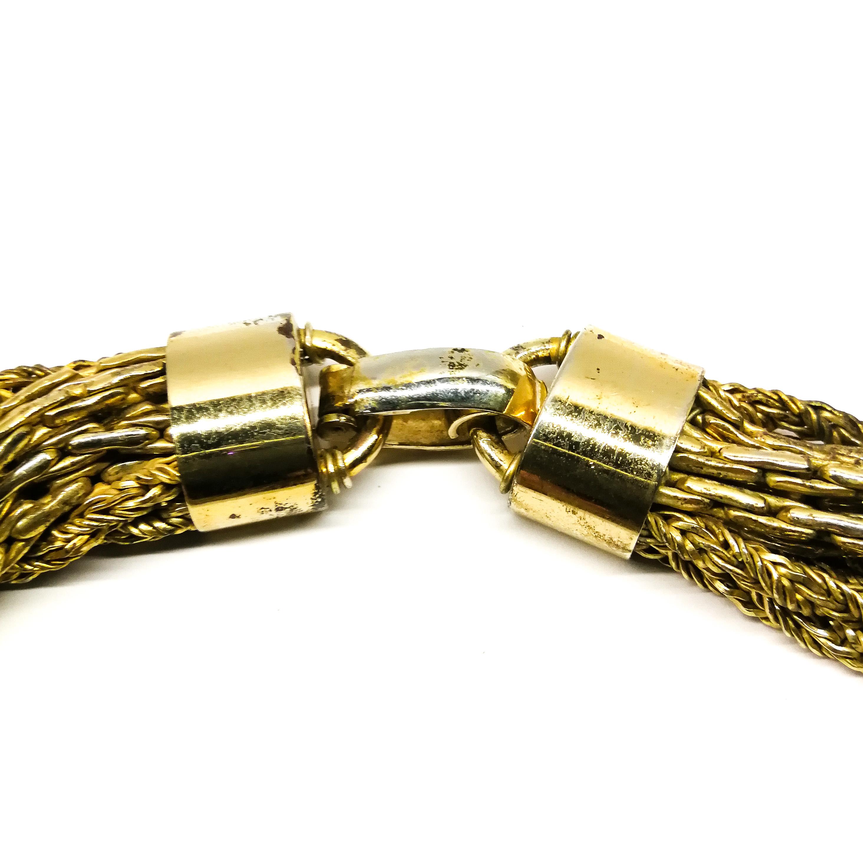 A gilt metal mixed chain 'twist' necklace, Christian Dior, c1970s For Sale 3