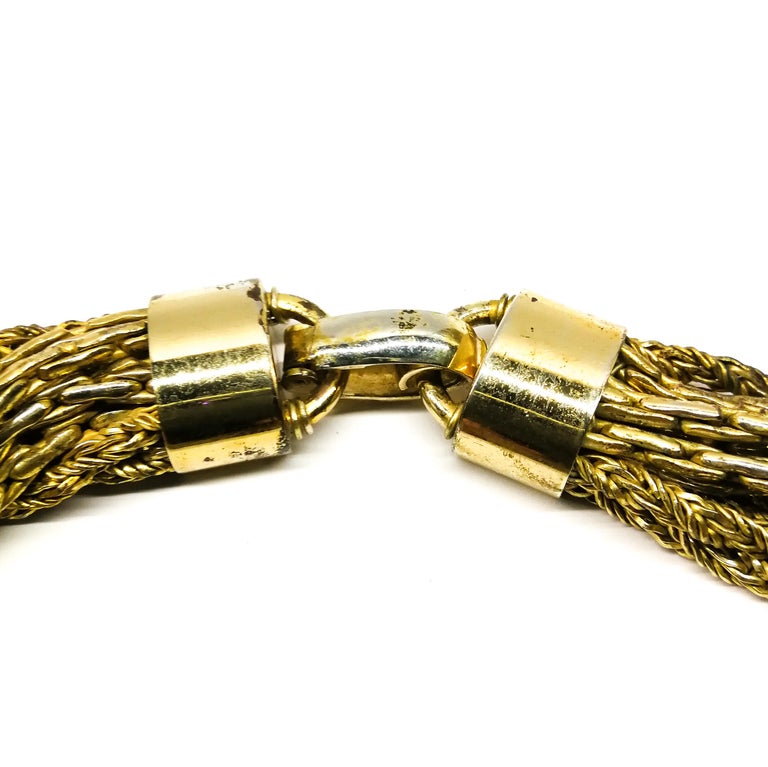 A gilt metal mixed chain 'twist' necklace, Christian Dior, c1970s For