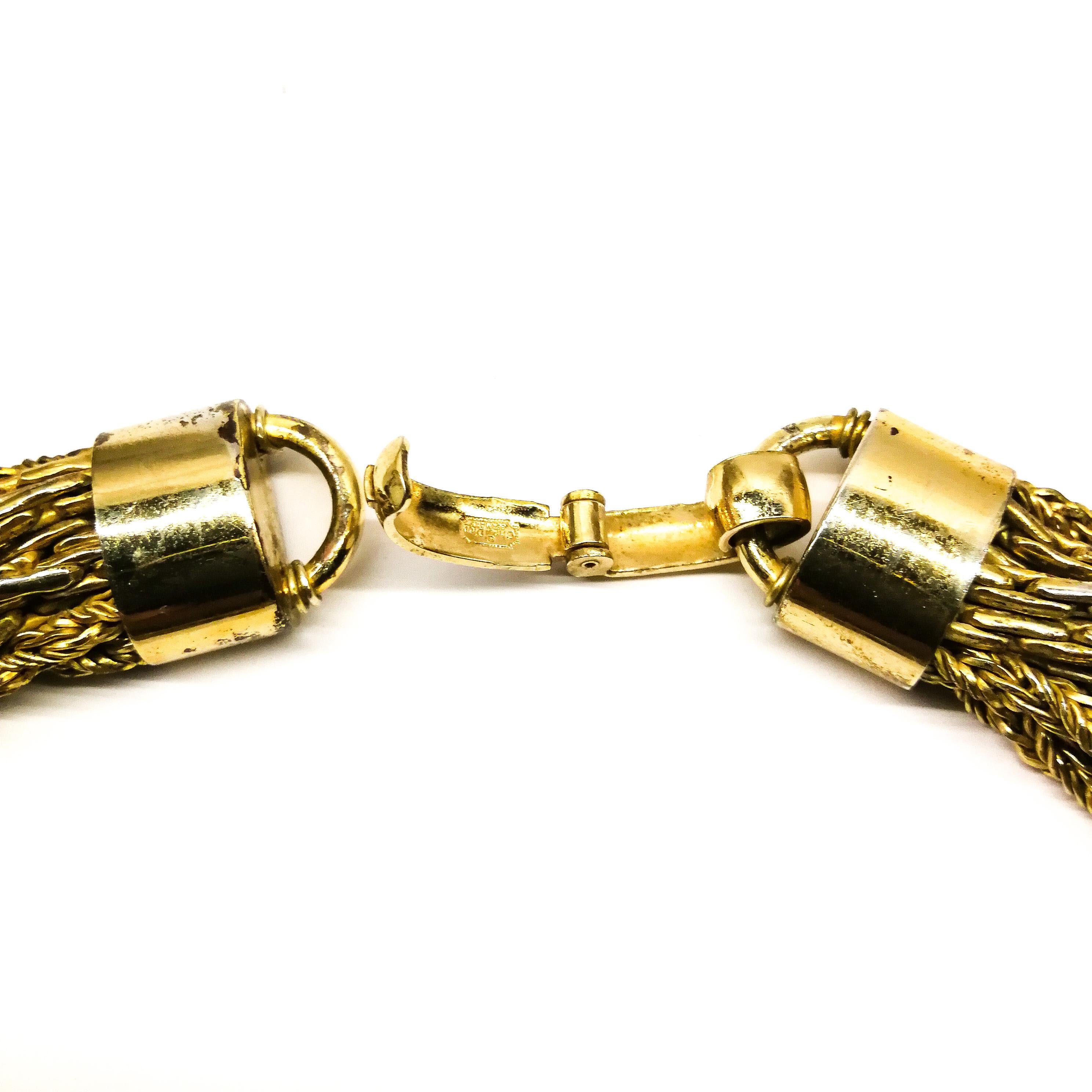 A gilt metal mixed chain 'twist' necklace, Christian Dior, c1970s For Sale 4