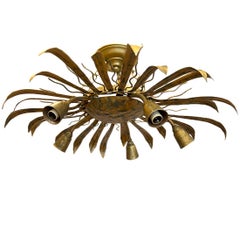 A Gilt Metal Sunburst Light Fixture