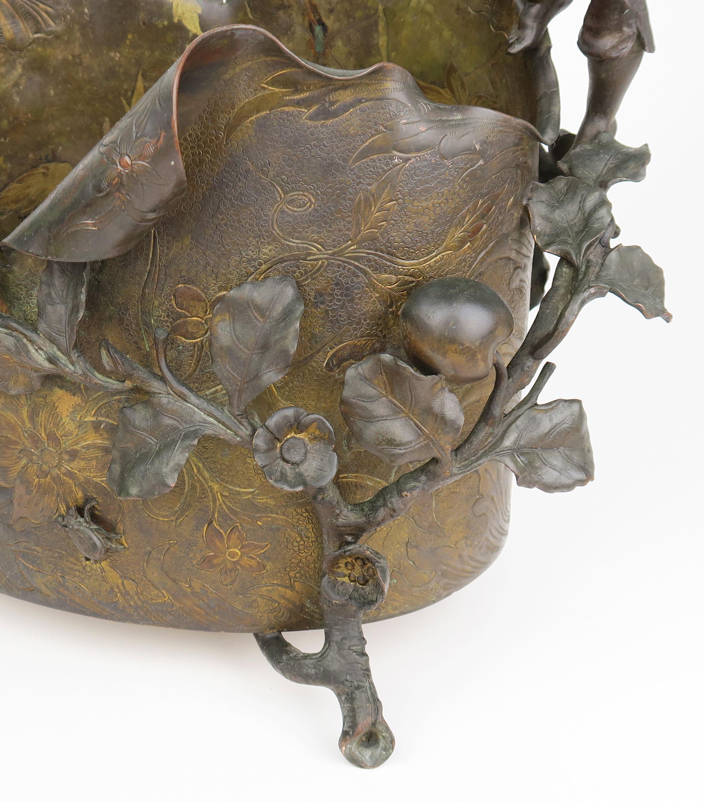 Gilt & Patinated Bronze Figural Jardiniere, Austria, 19th Century For Sale 1