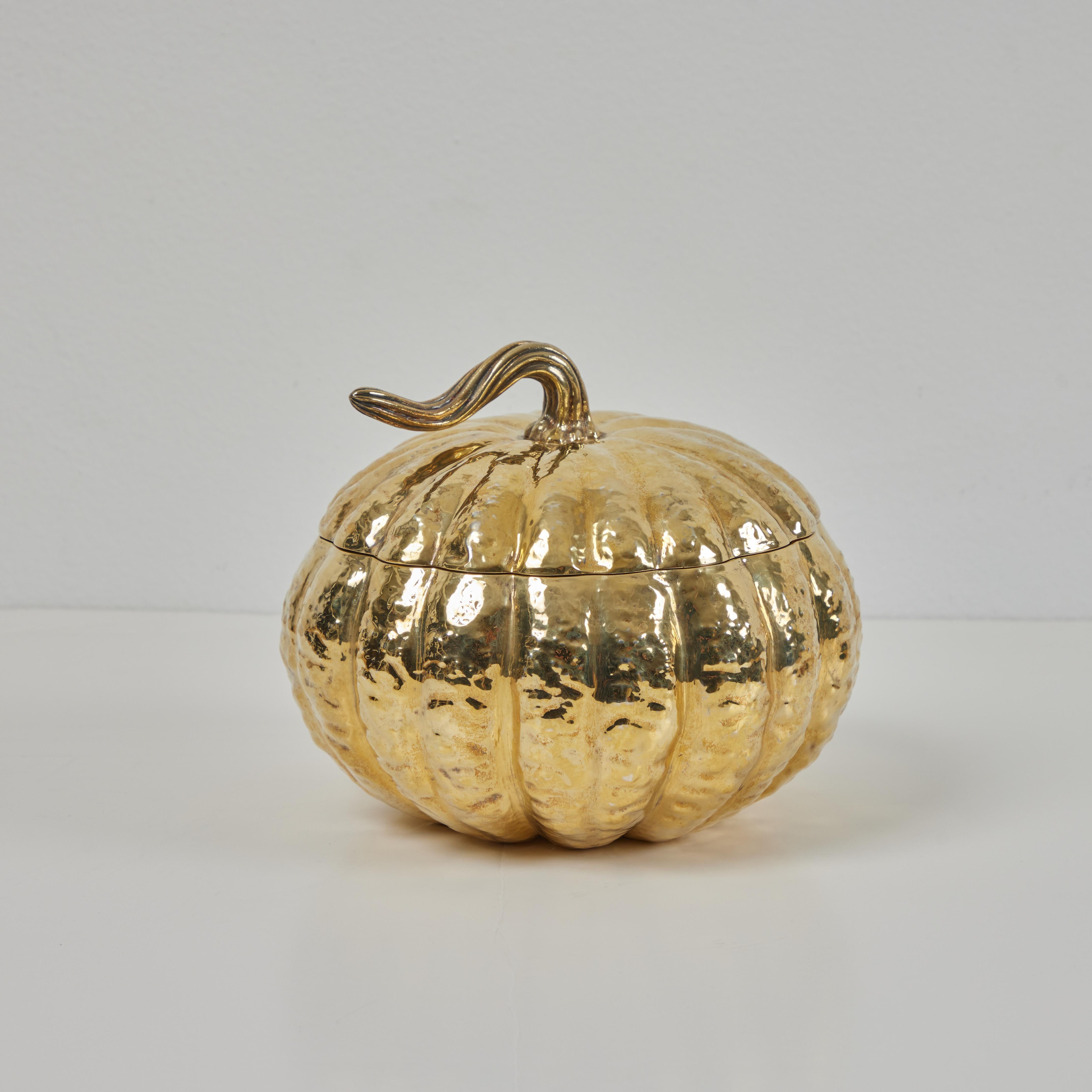 A Gilt Sterling Silver lidded Pumpkin Tureen Nardi Venezia, Italy For Sale 3