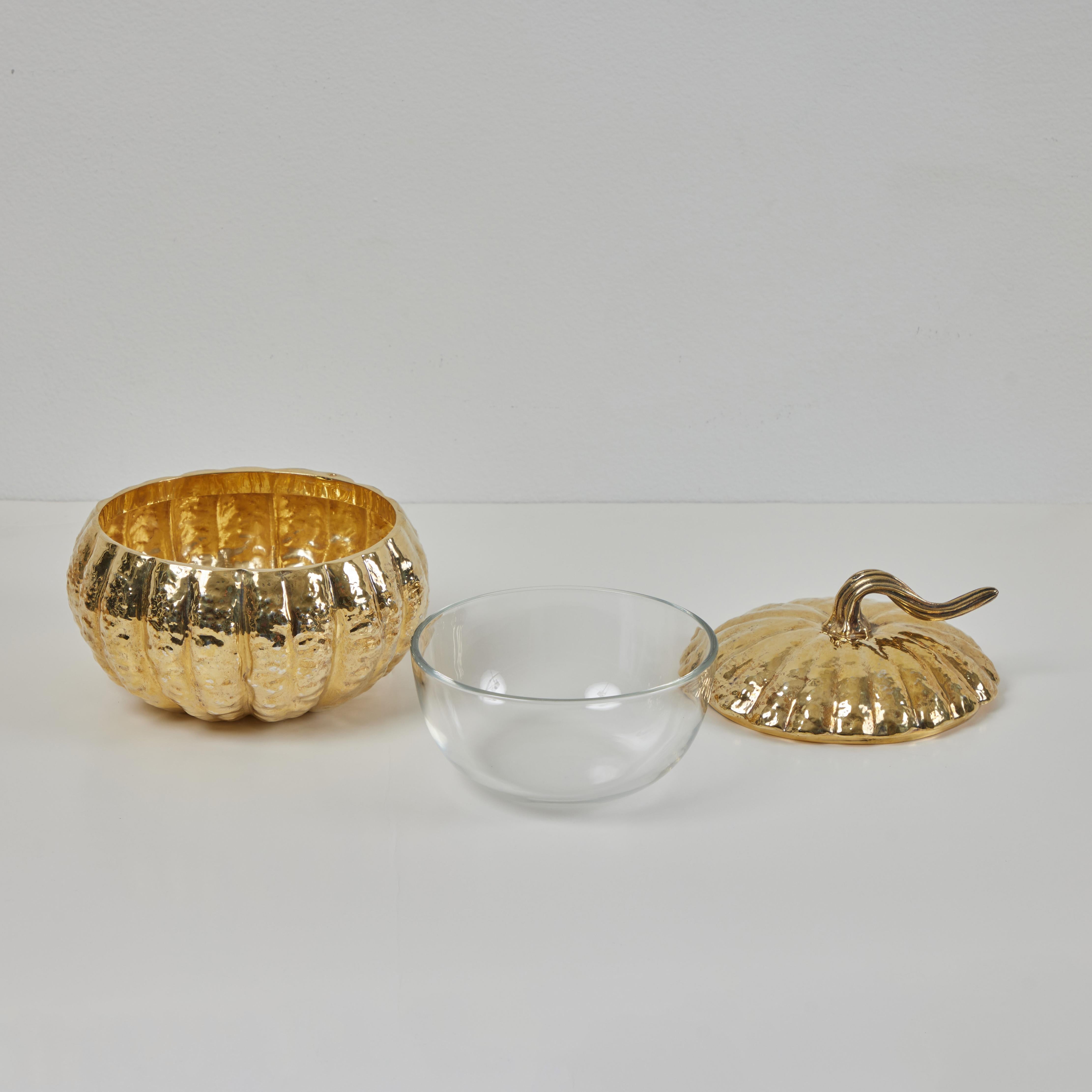 Organic Modern A Gilt Sterling Silver lidded Pumpkin Tureen Nardi Venezia, Italy For Sale