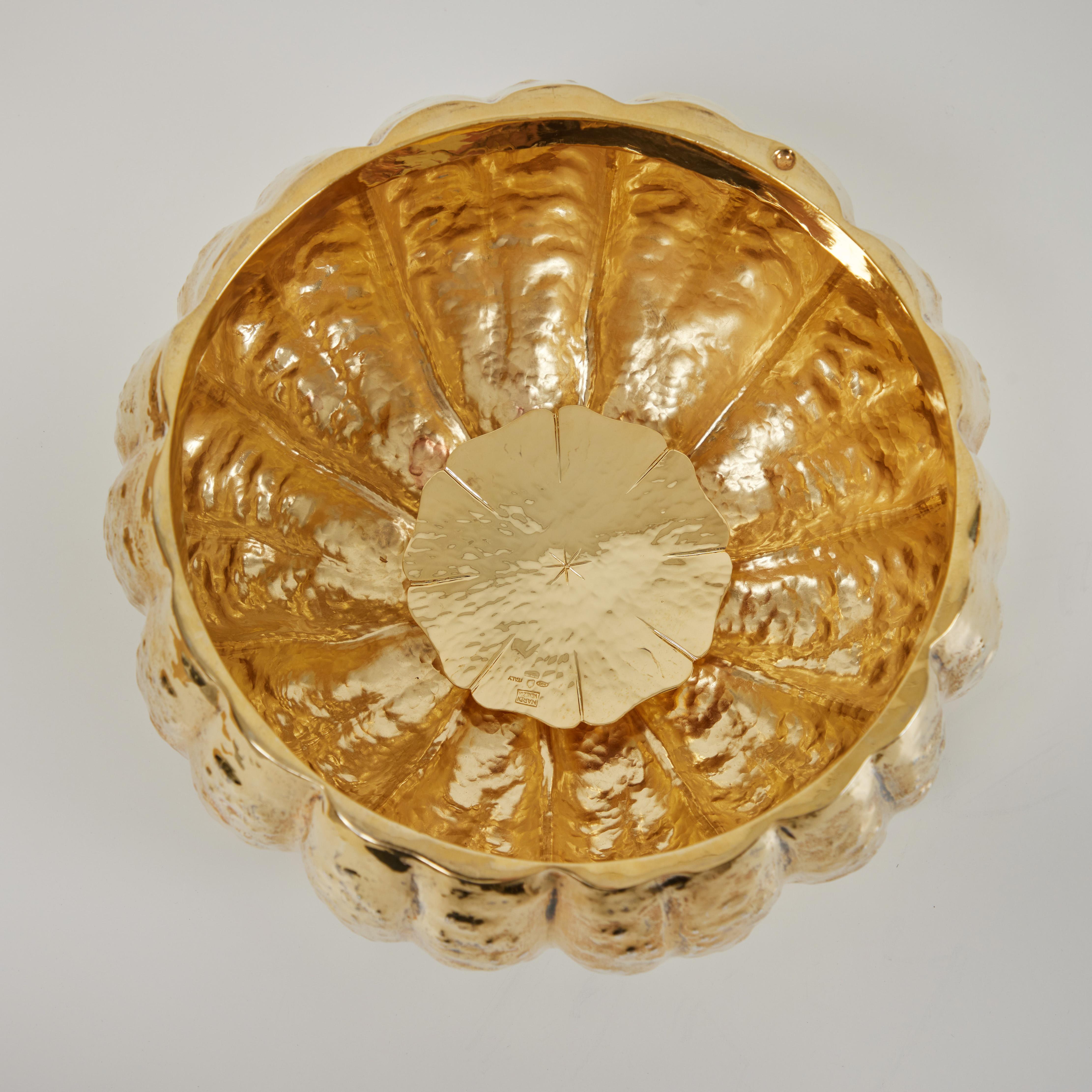 Italian A Gilt Sterling Silver lidded Pumpkin Tureen Nardi Venezia, Italy For Sale