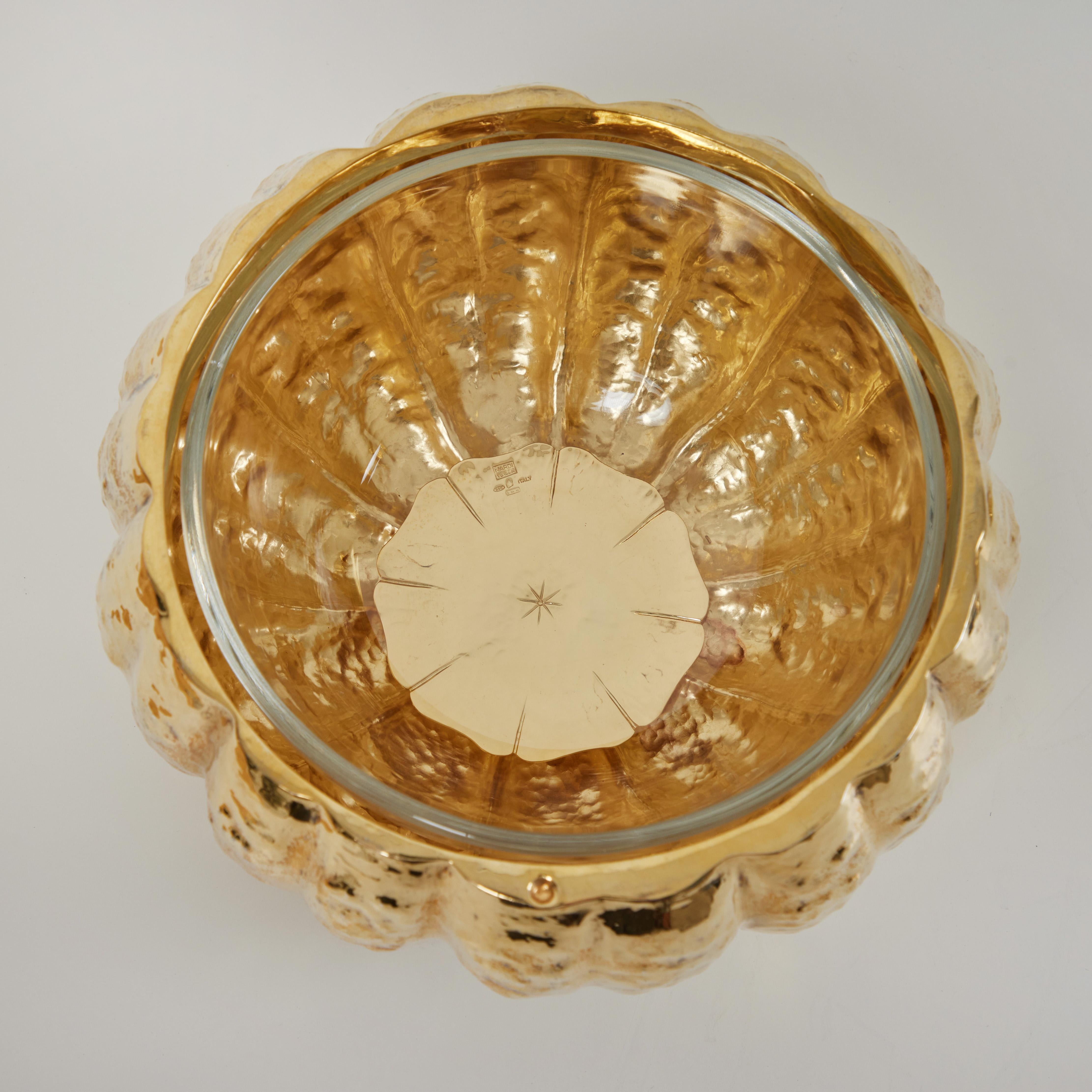 20th Century A Gilt Sterling Silver lidded Pumpkin Tureen Nardi Venezia, Italy For Sale