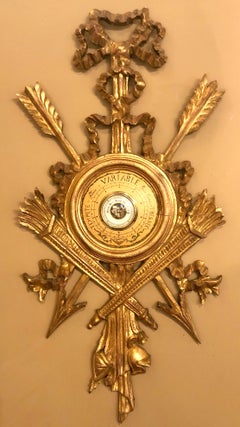 Giltwood Carved Italian Decorative Wall Hanging With Lufft Barometer