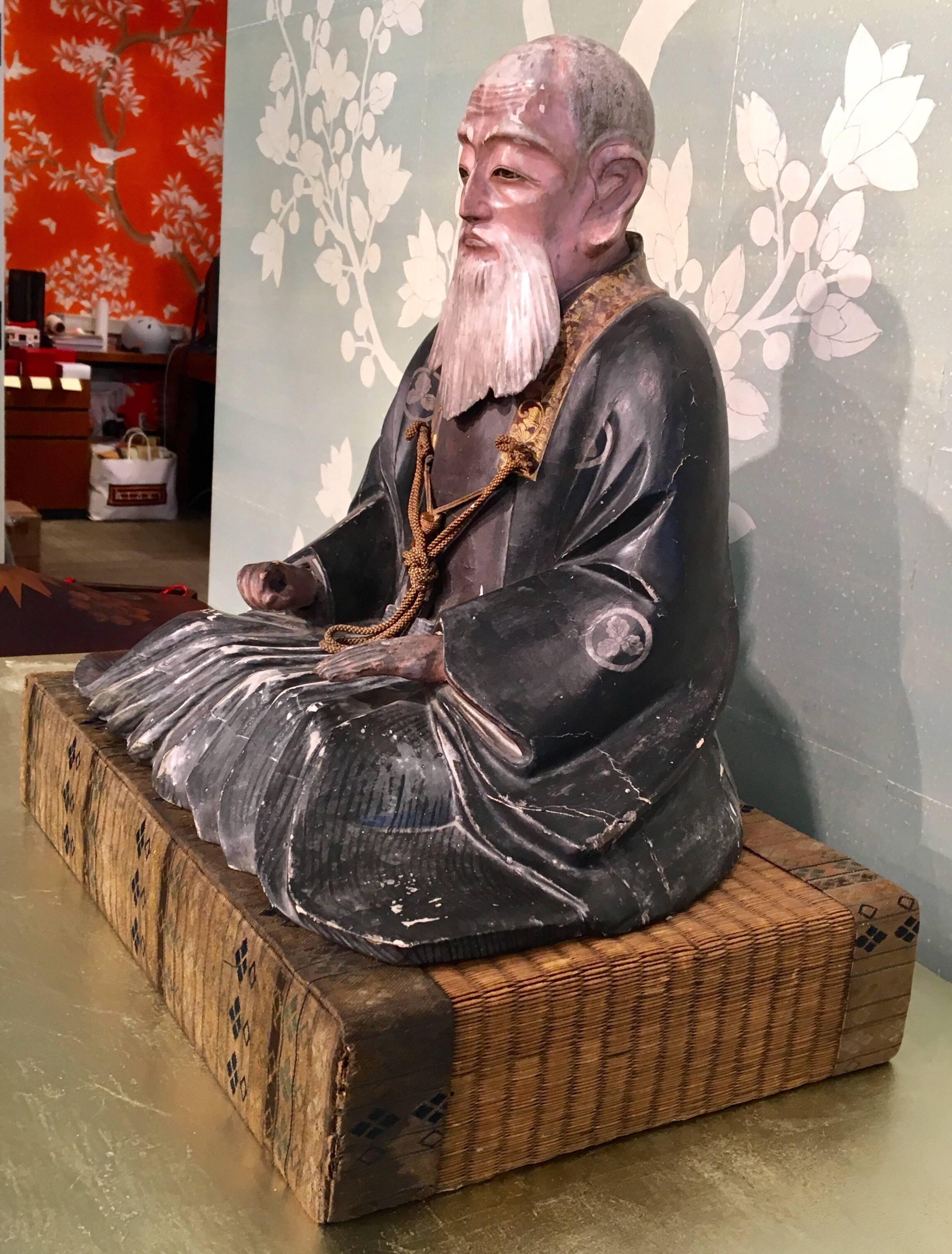 Japanese Giltwood Carved Noble Elder