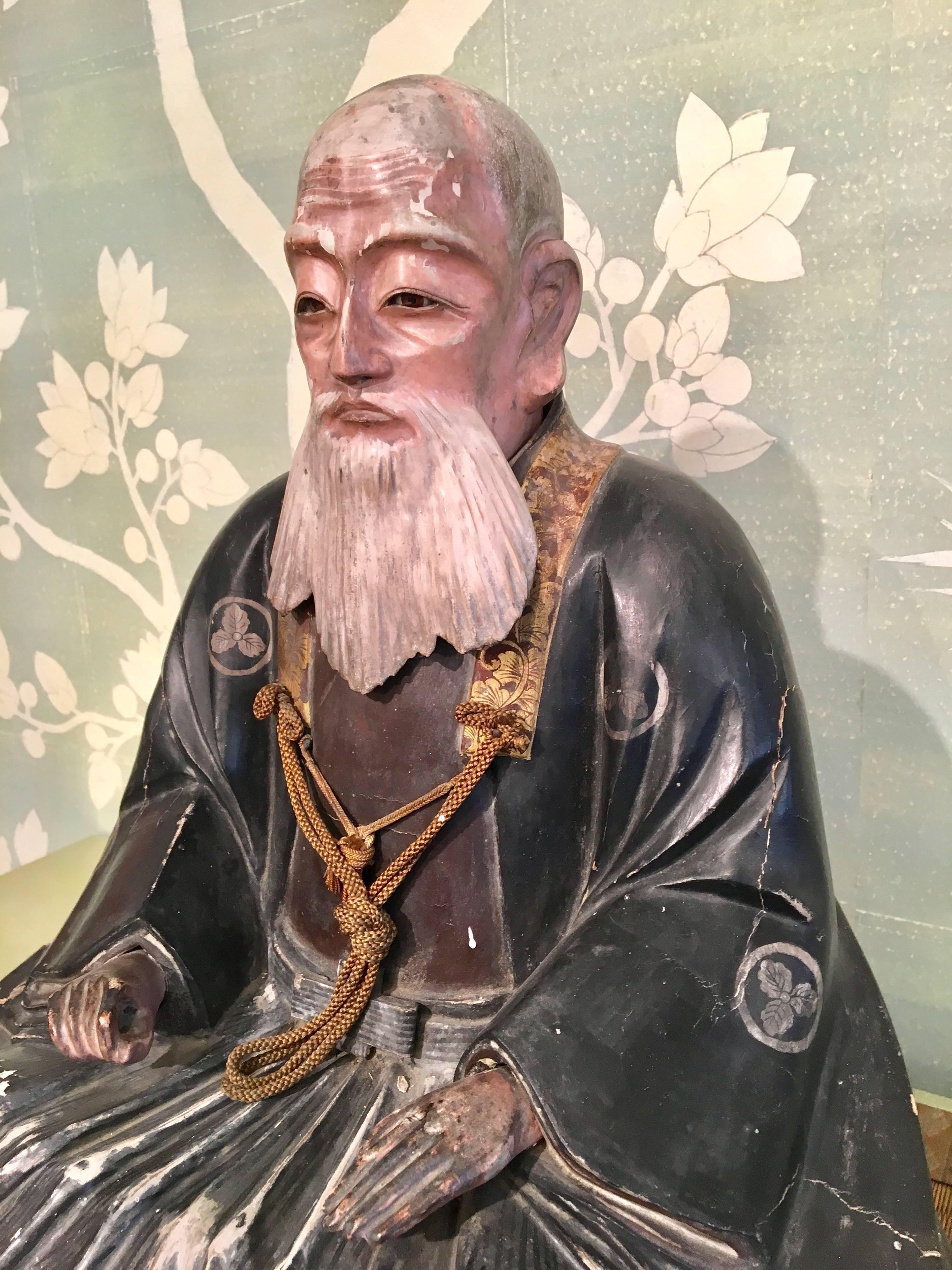 Giltwood Carved Noble Elder In Good Condition In New York, NY