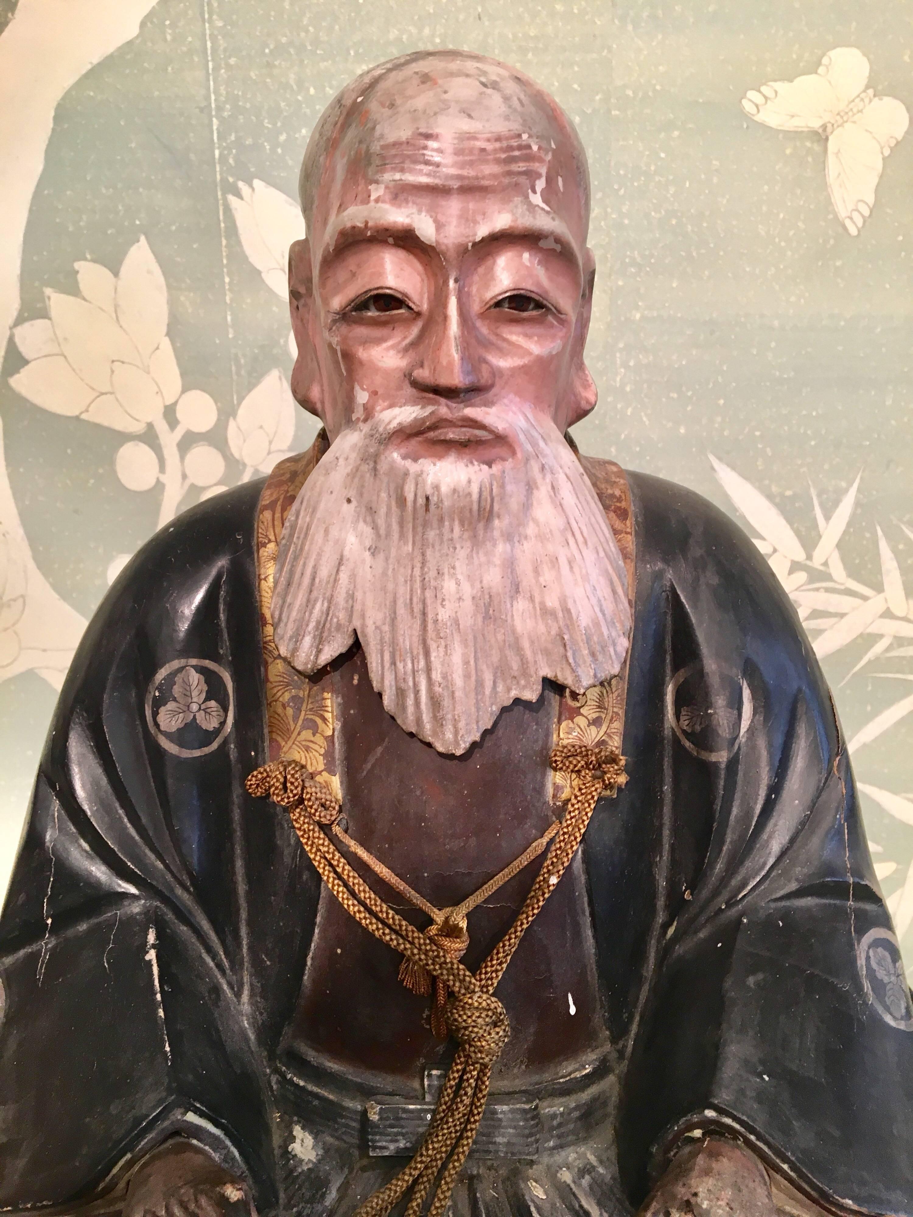 Wood Giltwood Carved Noble Elder