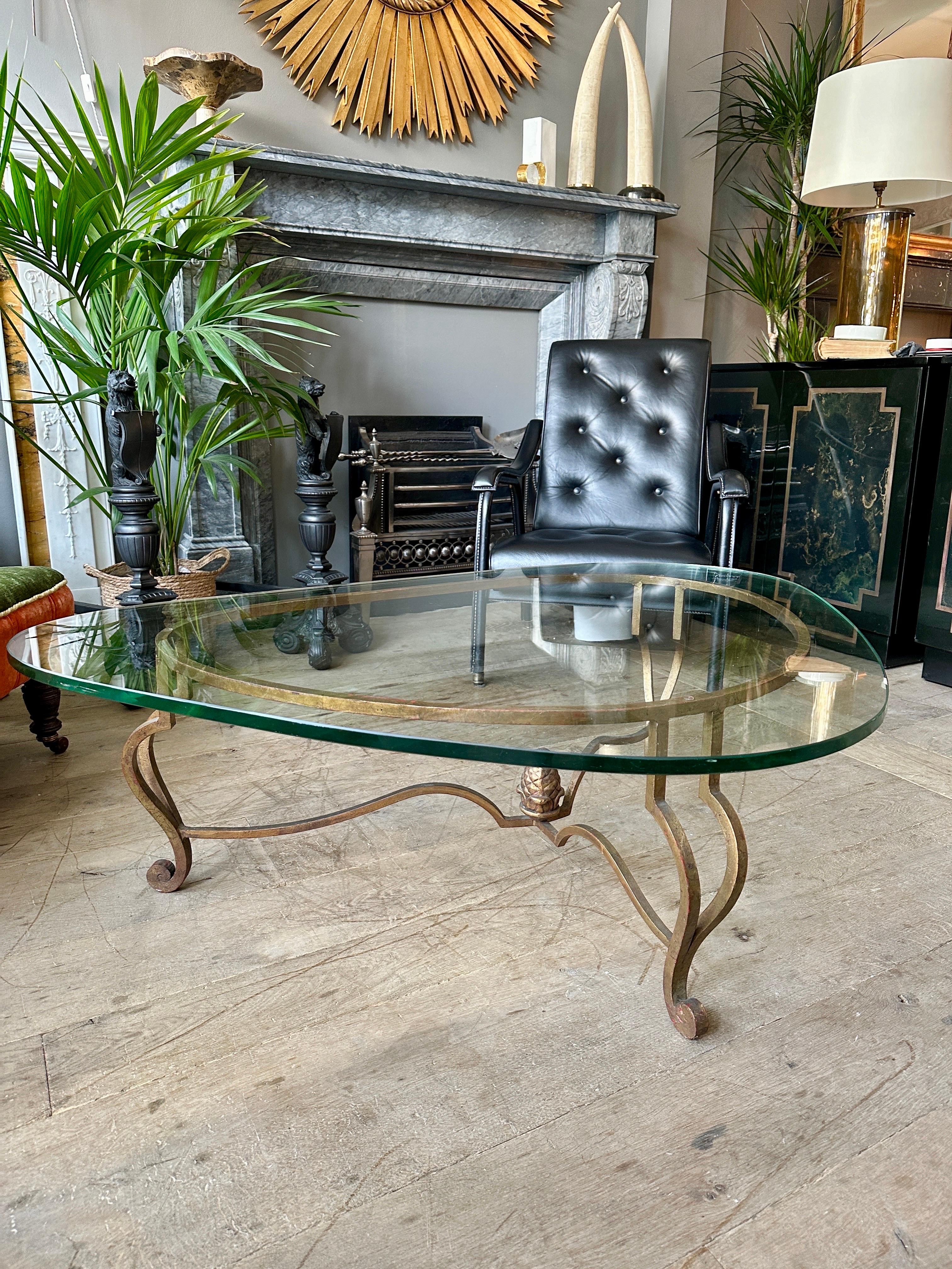 A Gilt Wrought Iron Coffee Table By Maison Ramsay For Sale 4