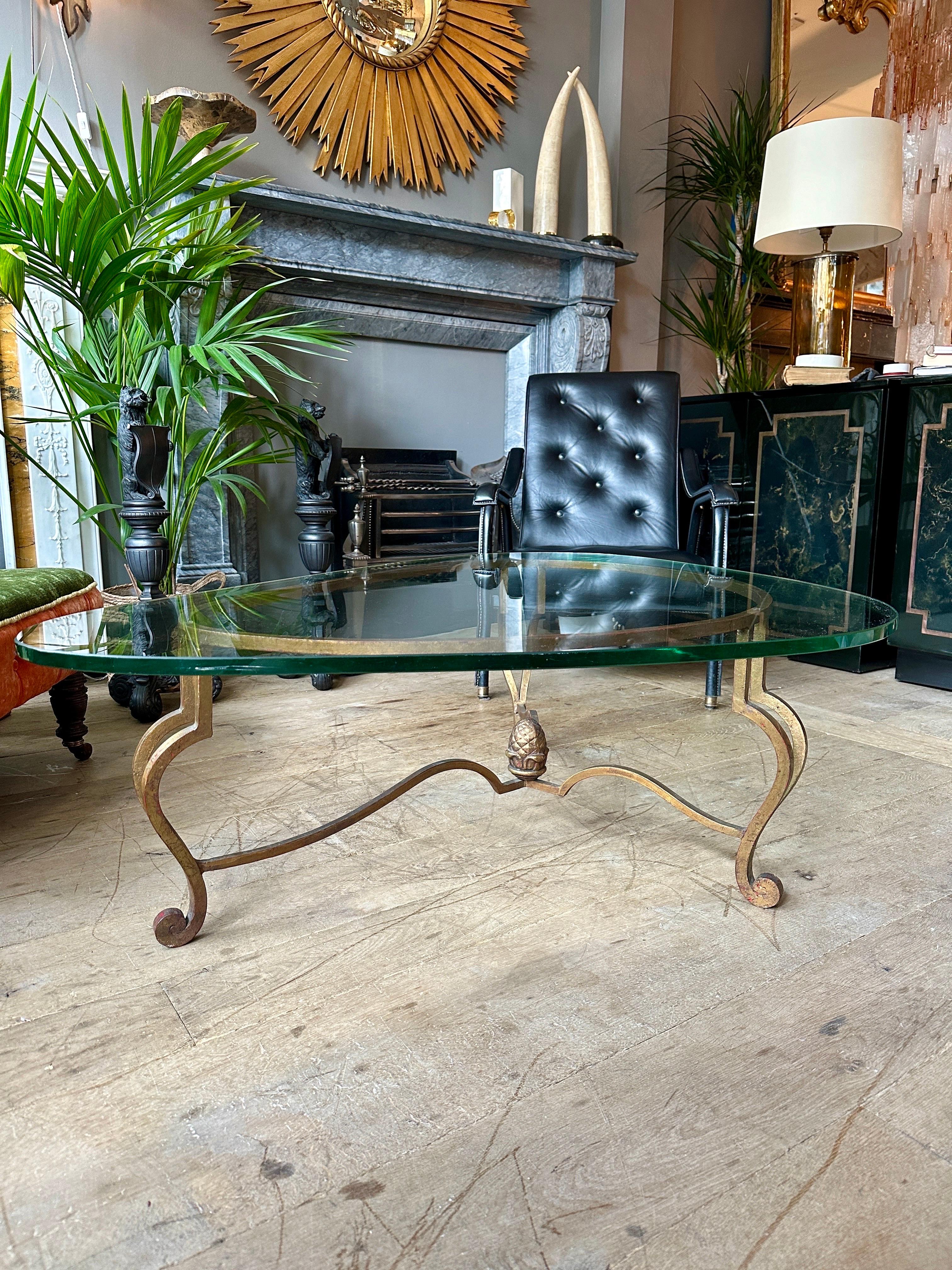 A Gilt Wrought Iron Coffee Table By Maison Ramsay For Sale 2