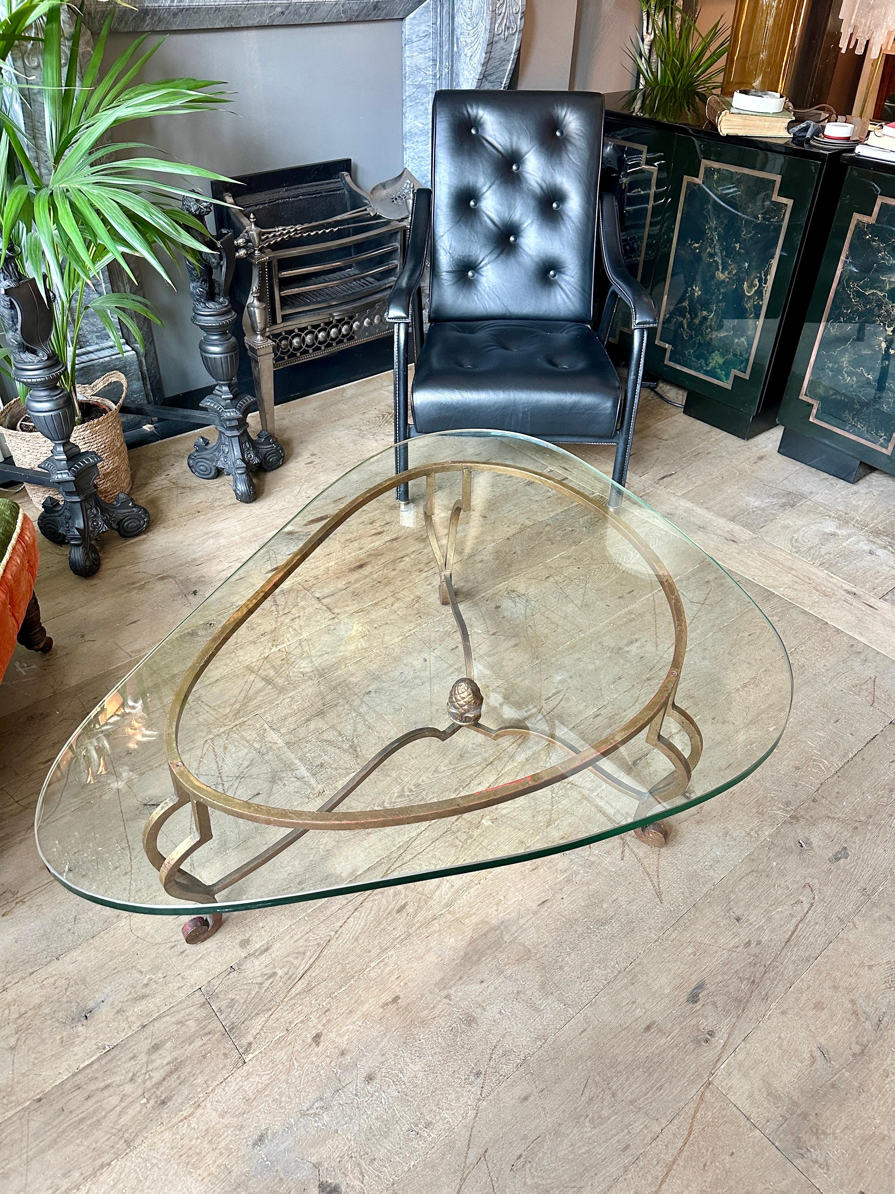 A Gilt Wrought Iron Coffee Table By Maison Ramsay For Sale 3
