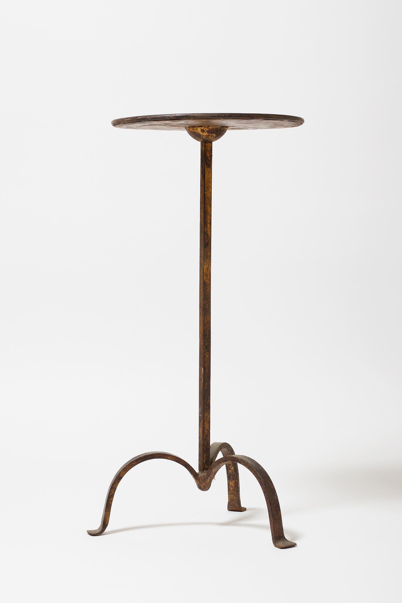 Mid-Century Modern Gilt Wrought Iron Martini Table