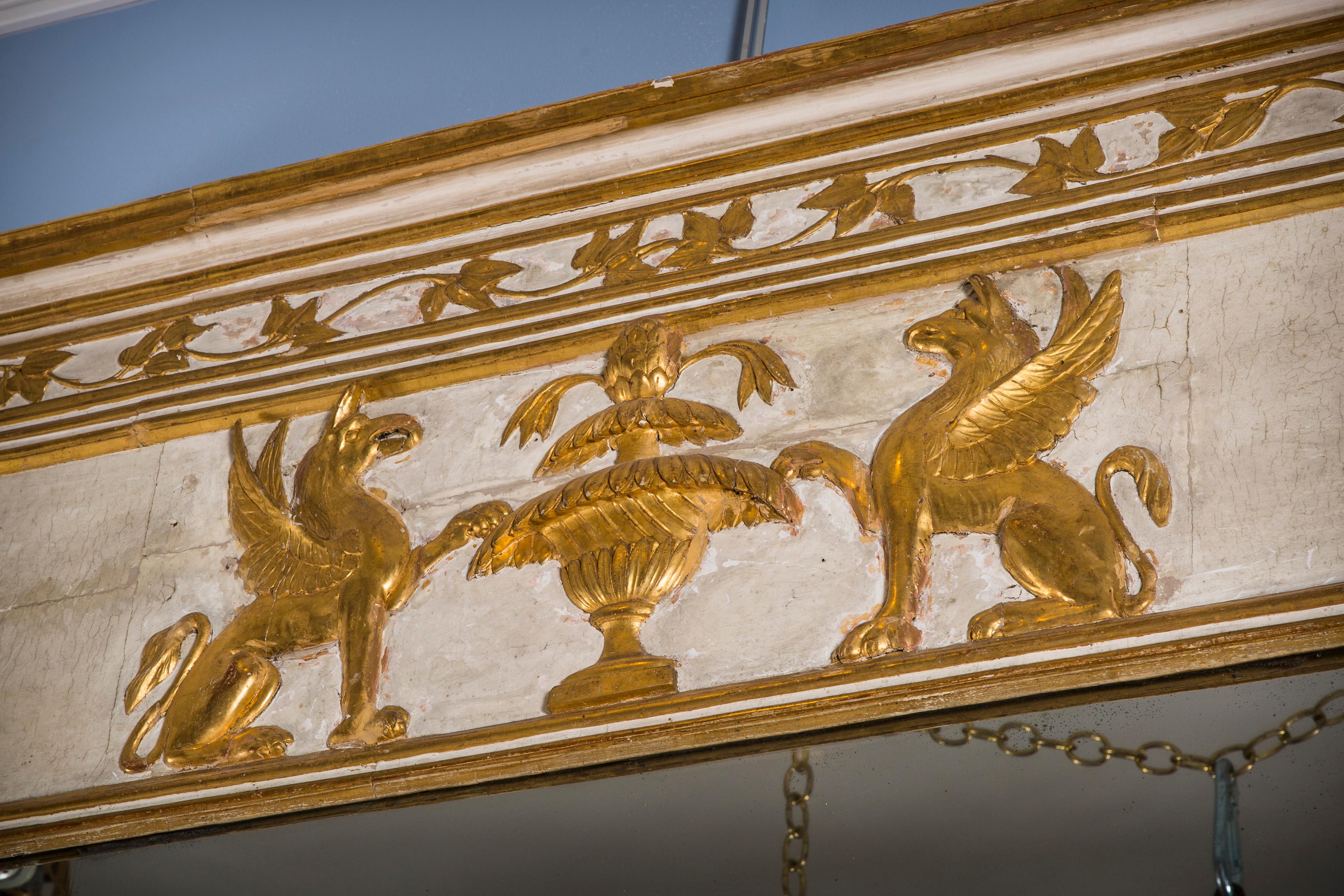 18th Century and Earlier Giltwood and Lacquer Louis XVI Console Table with Mirror For Sale