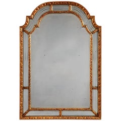 Antique Giltwood 'Gold' 19th Century Mirror, Quadruple Bevelled Border, Mercury Plate