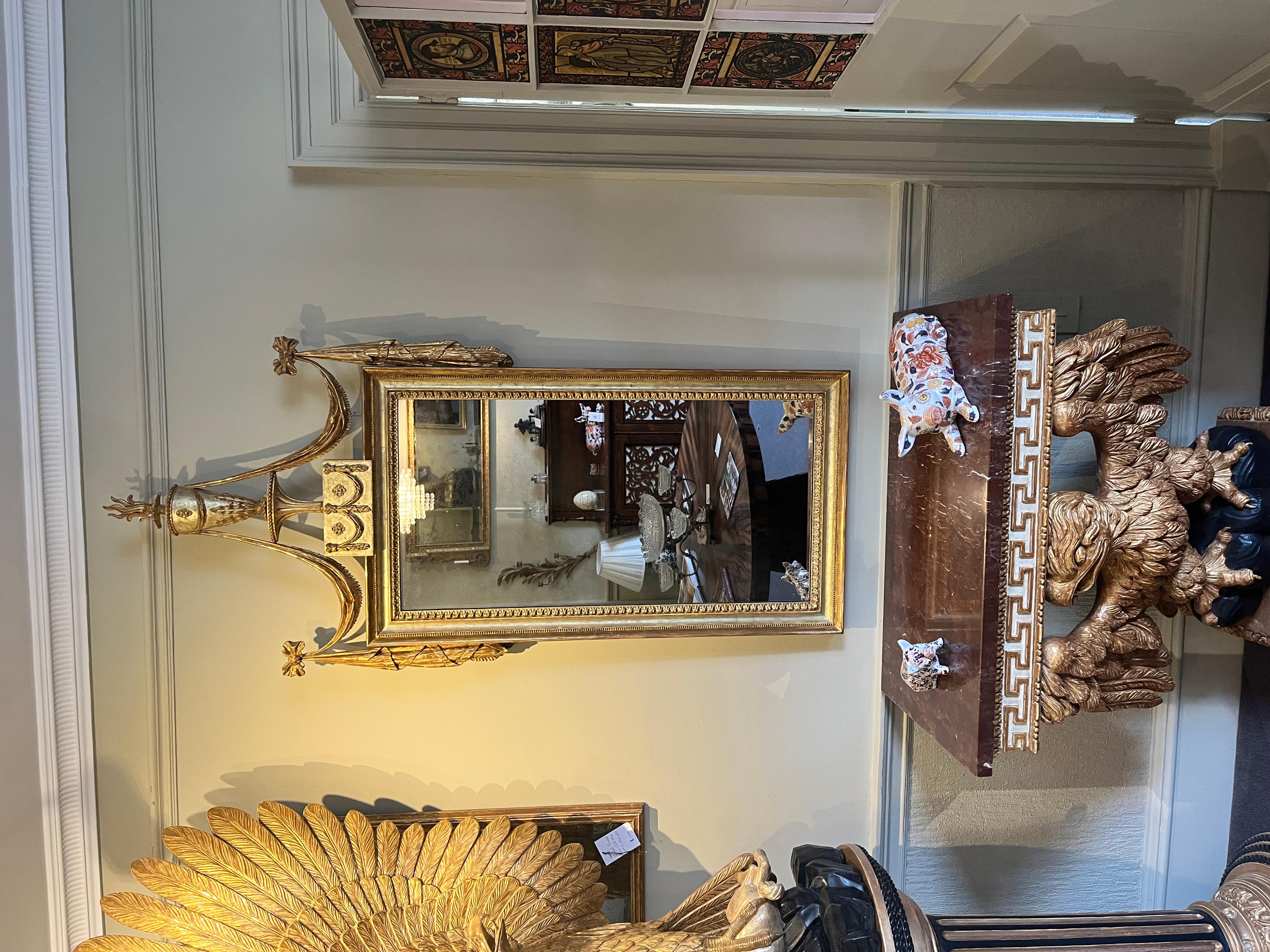 Hand-Carved A Giltwood Hepplewhite Style Pier Mirror For Sale