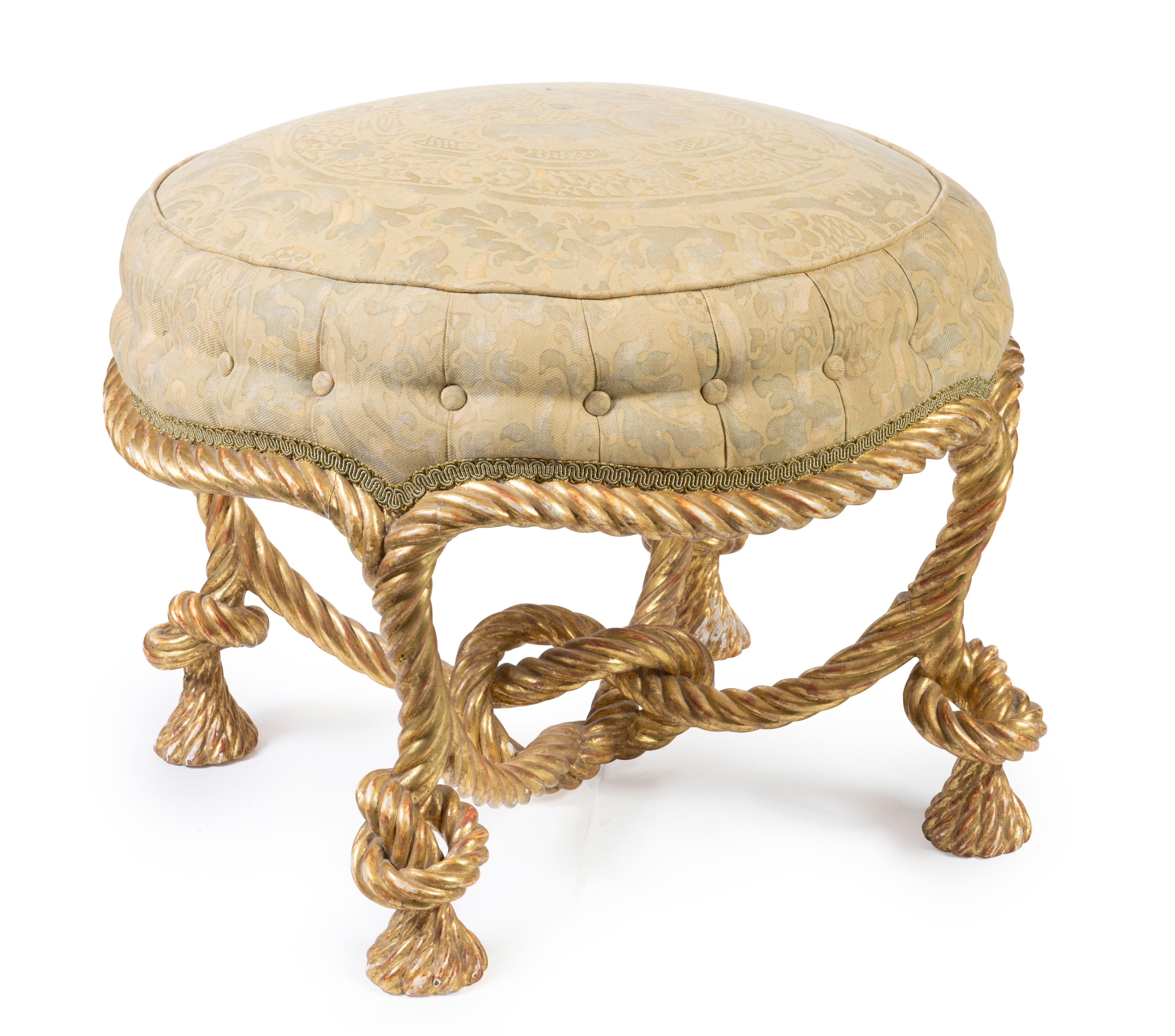 XIXe siècle Tabouret en bois doré d'après A.M.E. Fournier, 19e siècle en vente