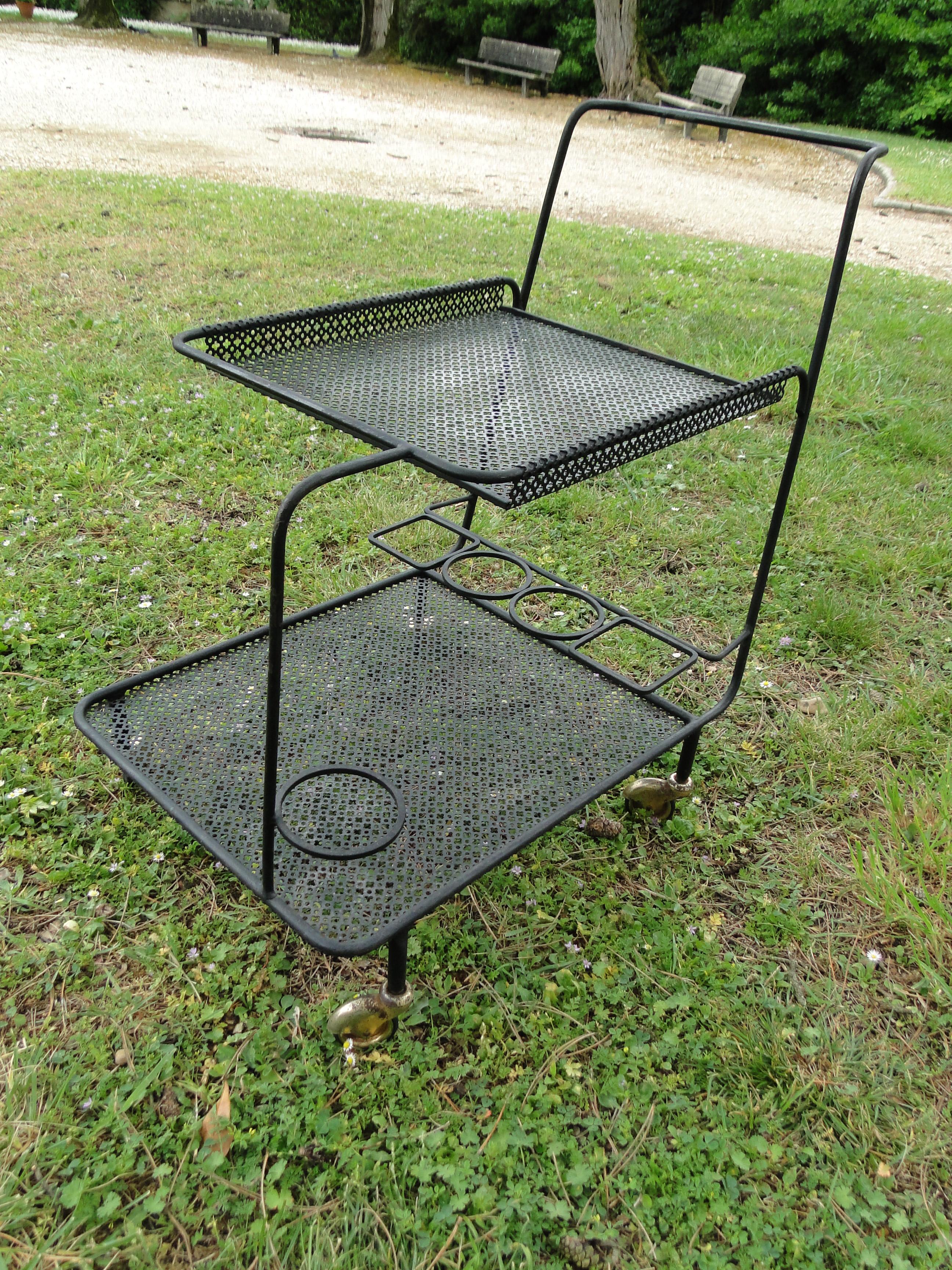French «Gin» Trolley by Mathieu Matégot France Made by Les Ateliers Matégot, 1950s