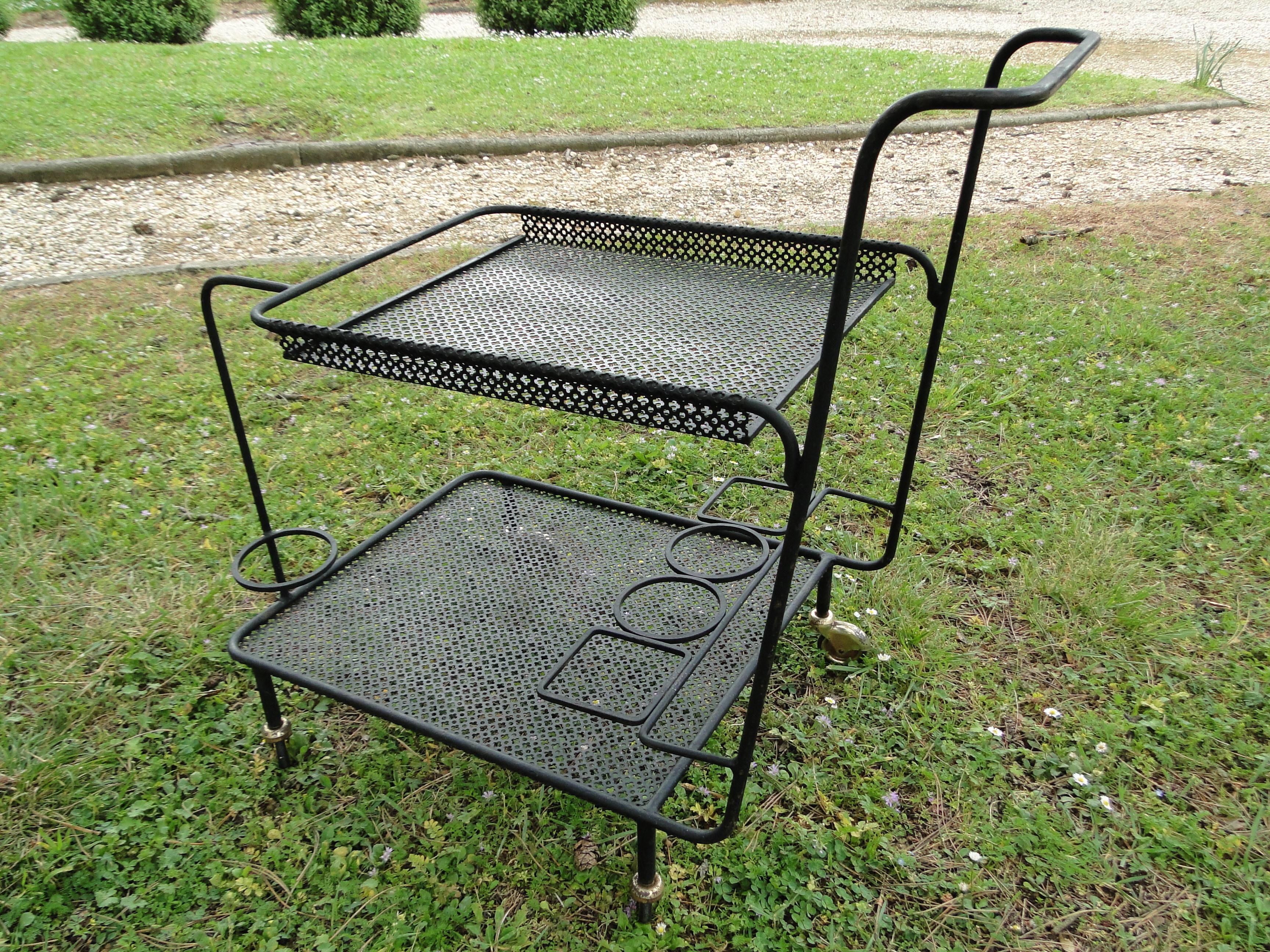 «Gin» Trolley by Mathieu Matégot France Made by Les Ateliers Matégot, 1950s In Good Condition In Lège Cap Ferret, FR