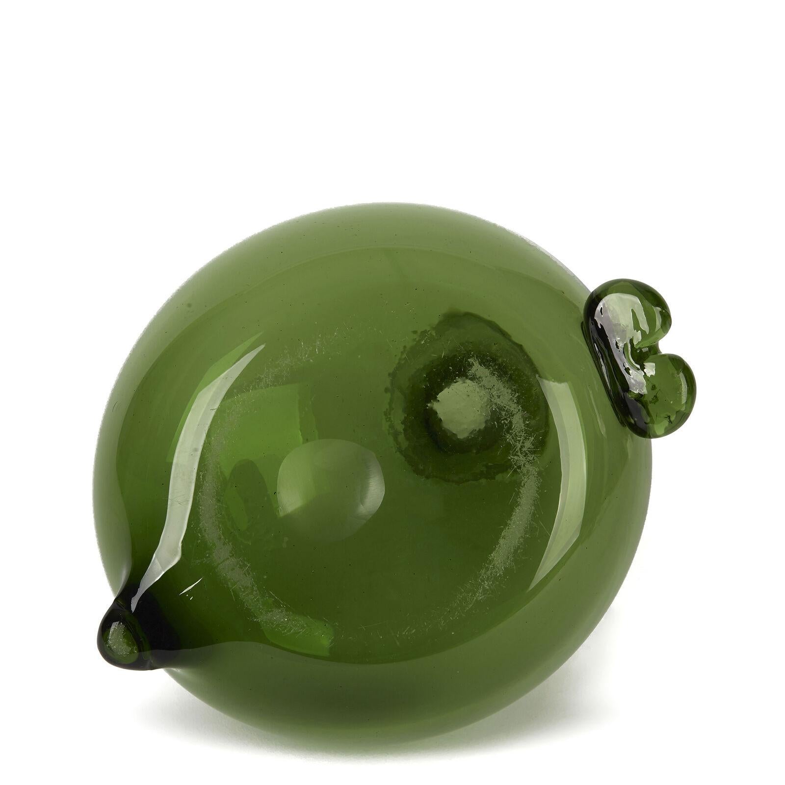 Gio Ponti Green Italian Murano Empoli Verde Green Glass Duck Wine Decanter In Good Condition In London, GB