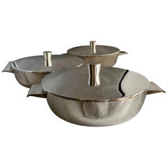 Gio Ponti Set of 3 Silver Plated Graduating Shallow Tureens for Krupp Milano