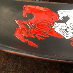 Giovanni Verdini Ovaler Tafelaufsatz aus handbemalter Keramik aus der Jahrhundertmitte:: 1957