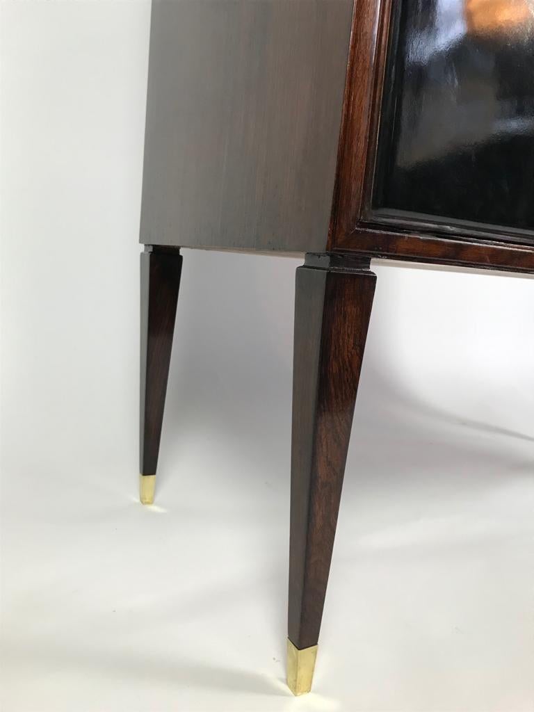 Giuseppe Anzani Inlaid Black Lacquer and Mahogany Dry Bar In Excellent Condition In London, GB