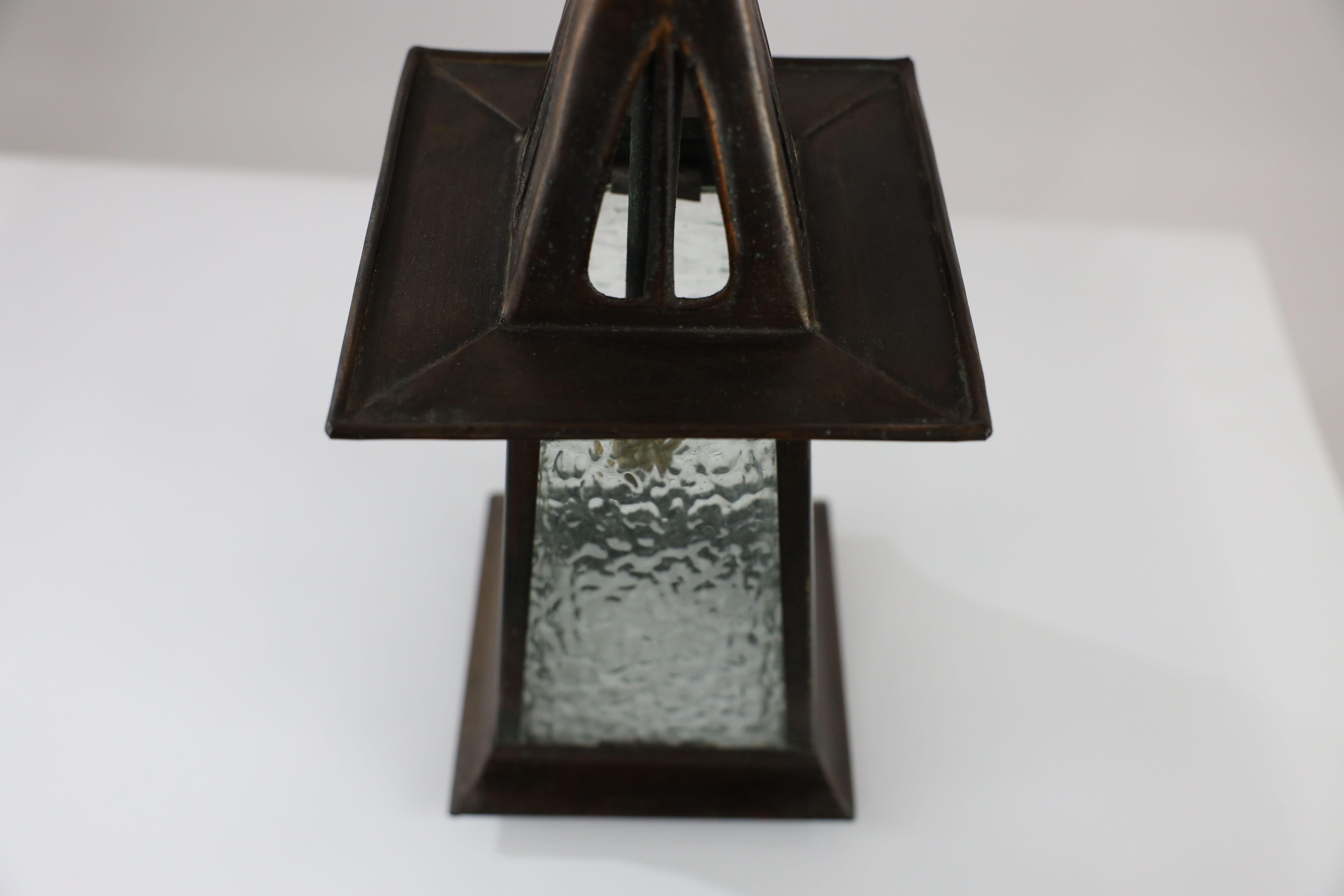 A Glasgow school anodized copper ceiling light with upside down heart cut-outs For Sale 2