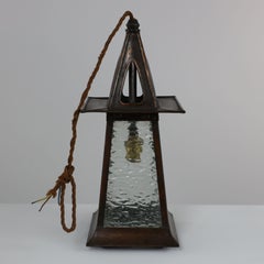 A Glasgow school anodized copper ceiling light with upside down heart cut-outs