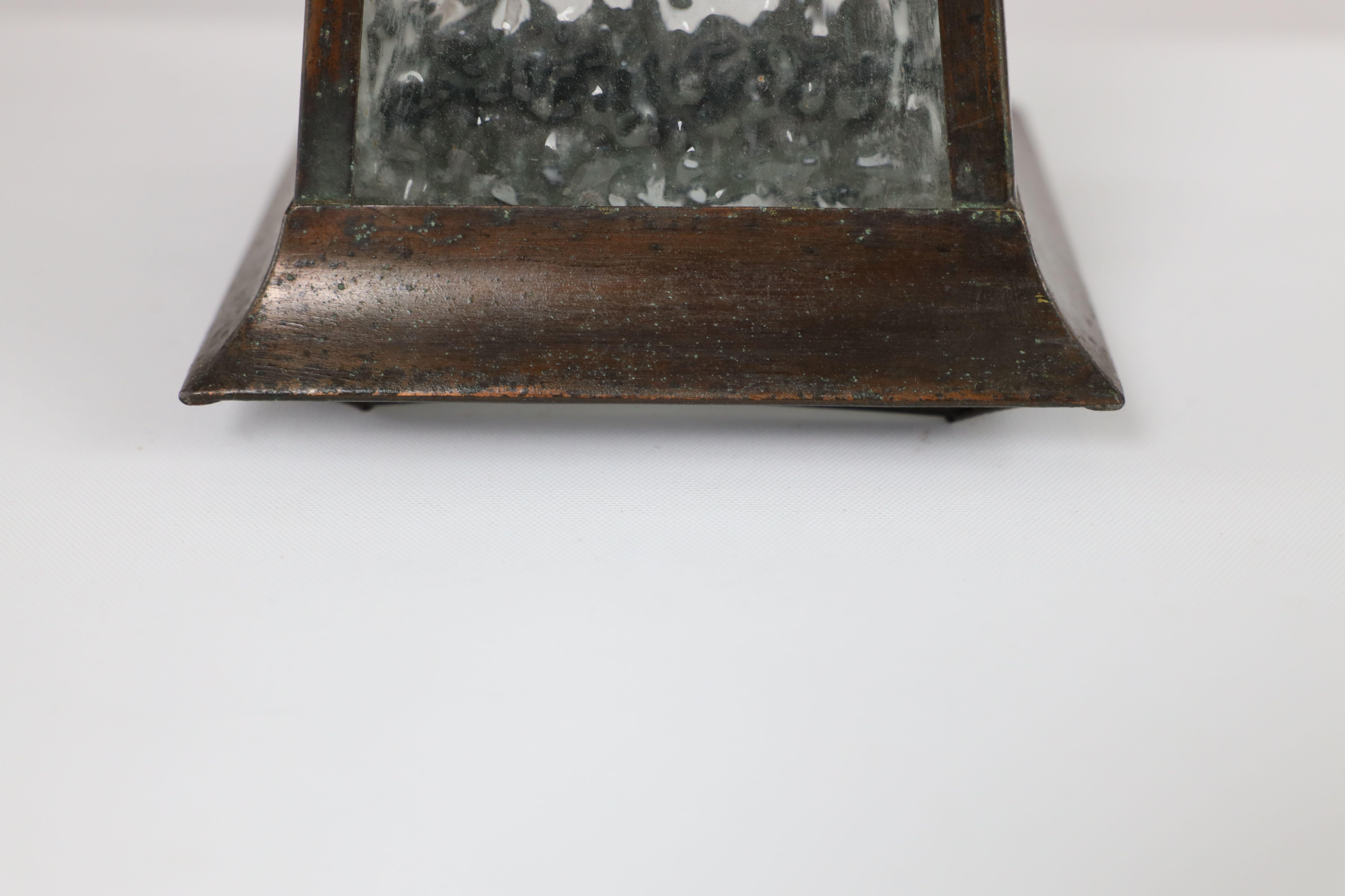 Arts and Crafts A Glasgow school anodized copper ceiling light with upside down heart cut-outs For Sale