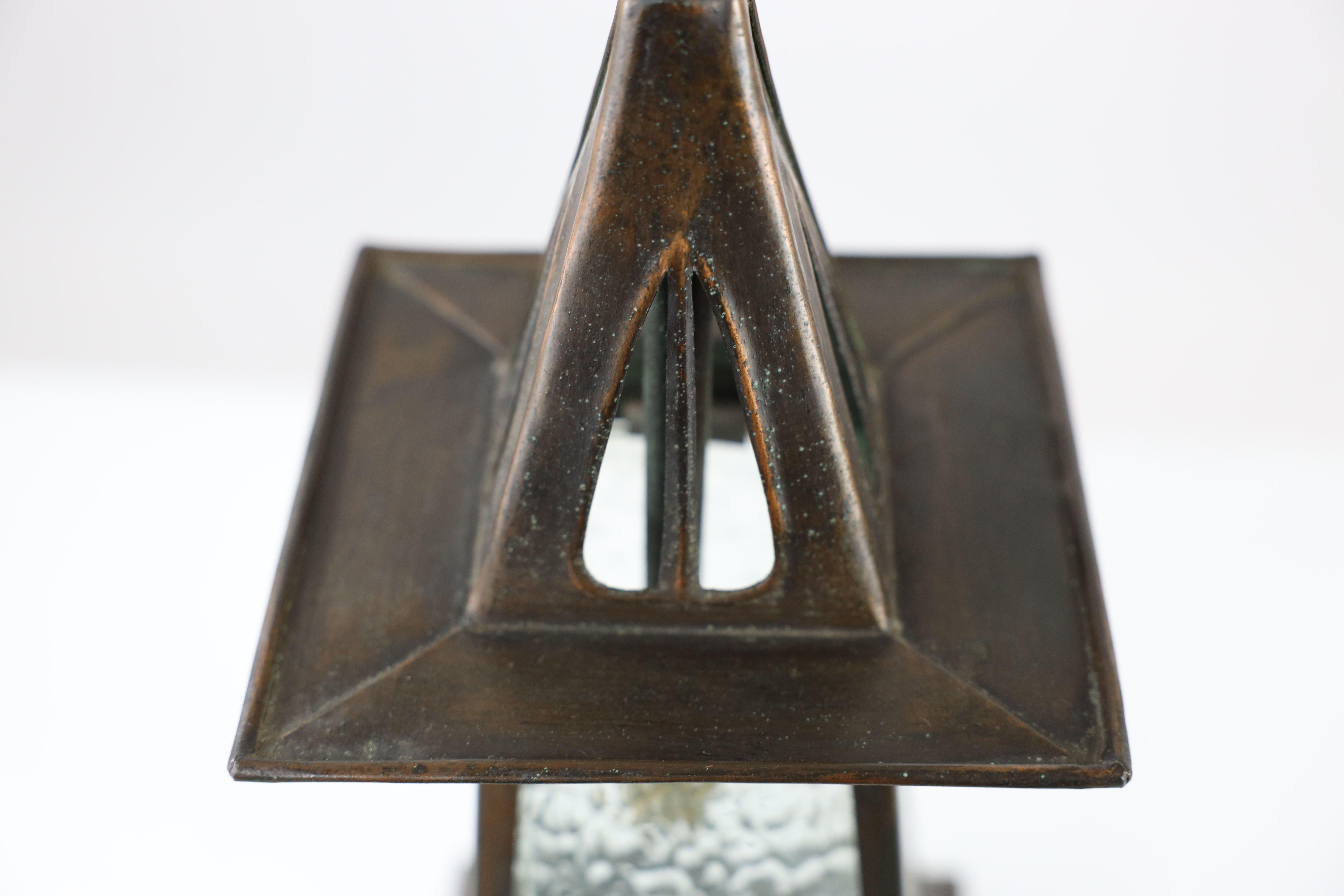 Copper A Glasgow school anodized copper ceiling light with upside down heart cut-outs For Sale