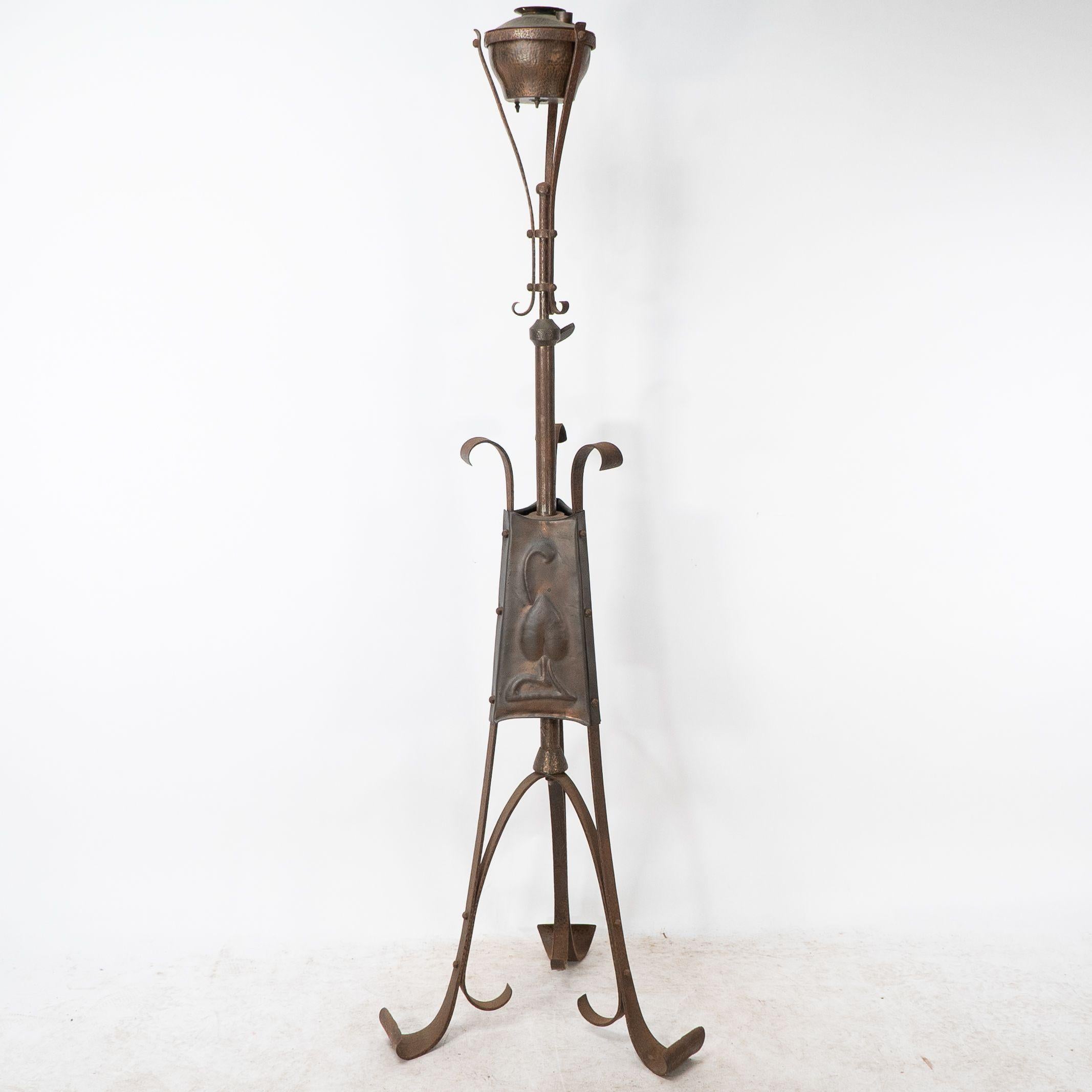Wrought Iron A Glasgow school standard lamp For Sale