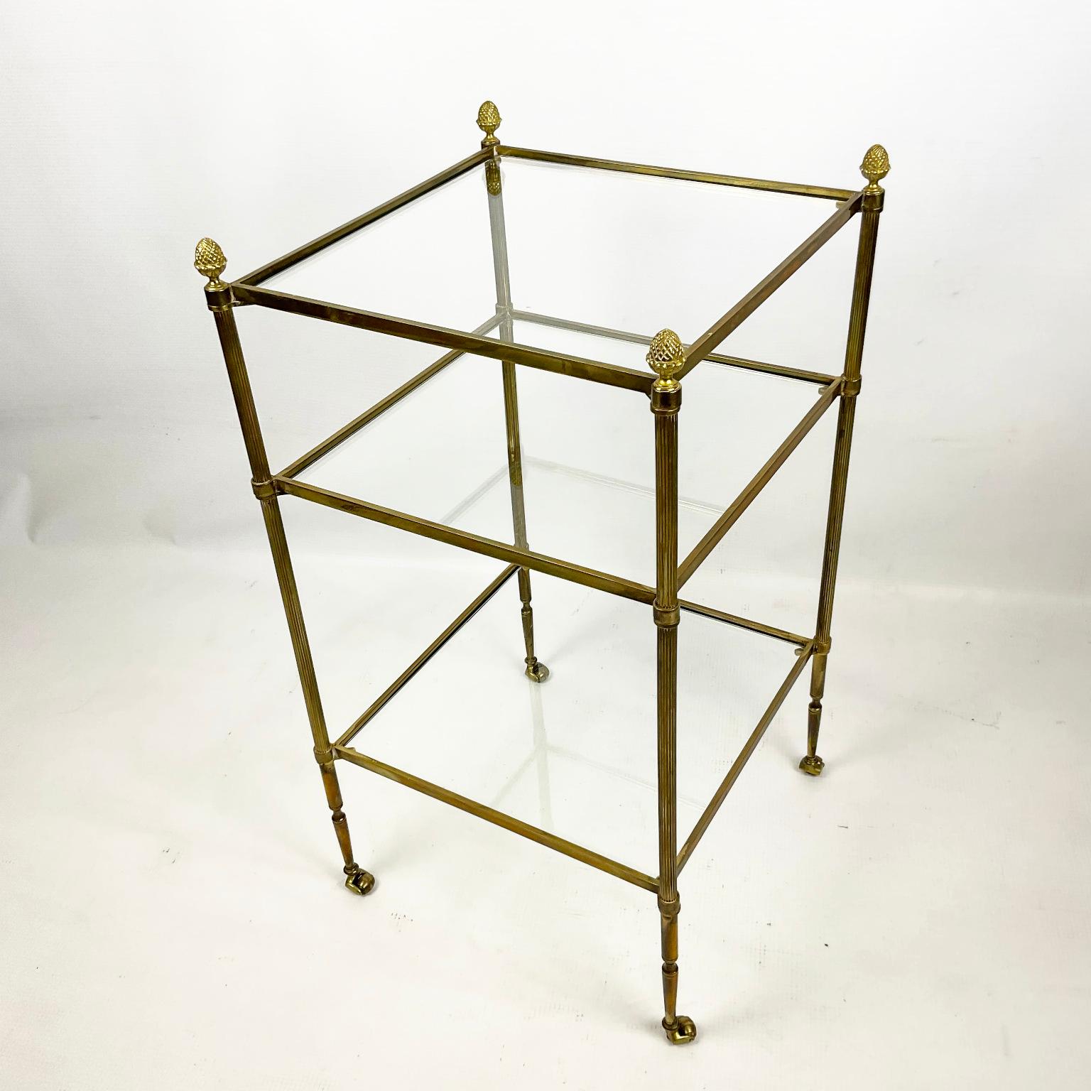 Neoclassical 1960s Brass Side Table with Pine Cones Decor Attributed to Maison Jansen France For Sale