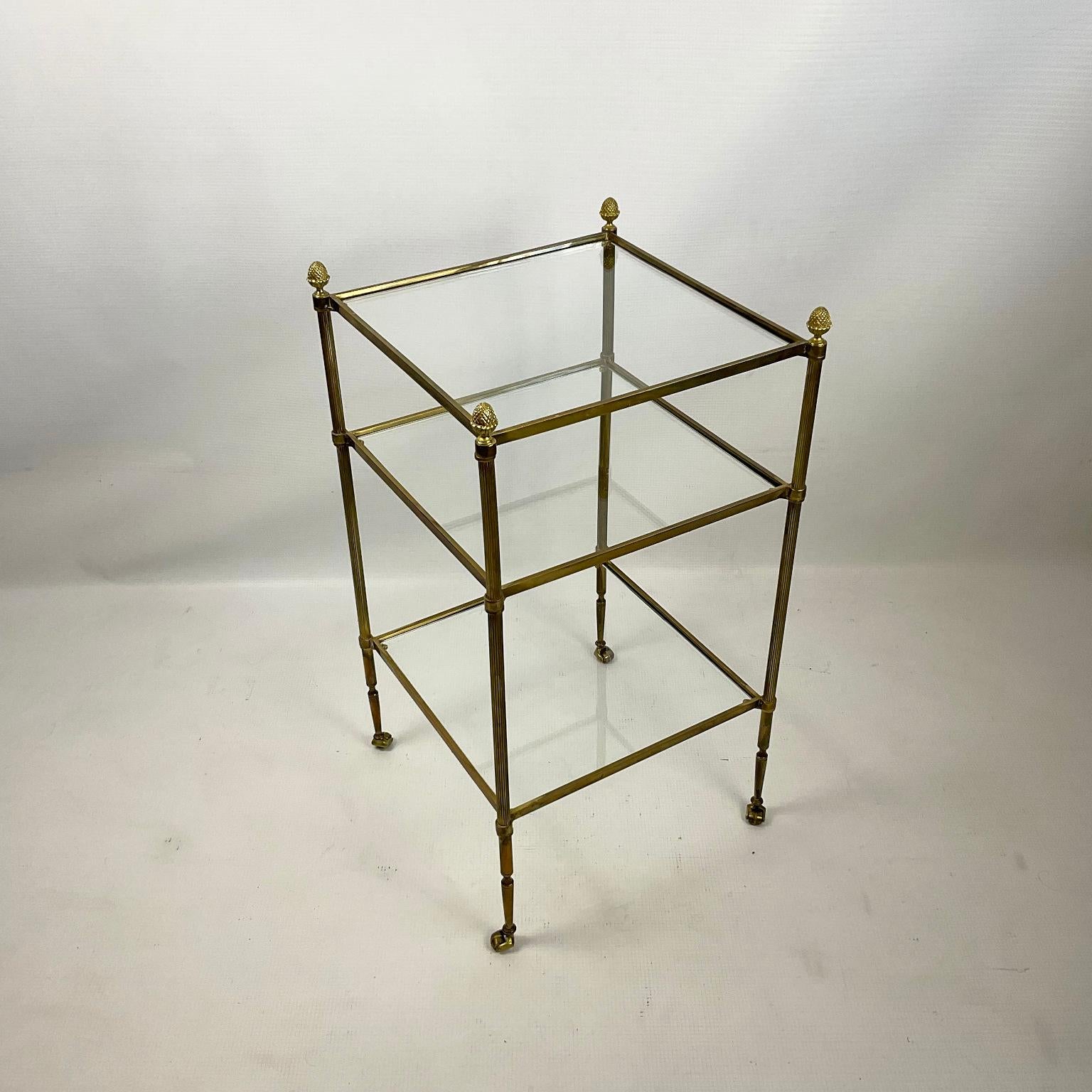 1960s Brass Side Table with Pine Cones Decor Attributed to Maison Jansen France For Sale 1