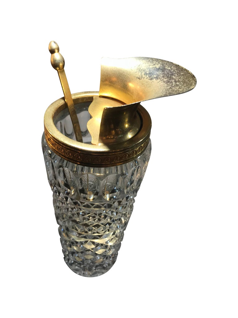 Glass and Gilt Metal Cocktail Mixing Jug or Pourer and Spoon at 1stDibs