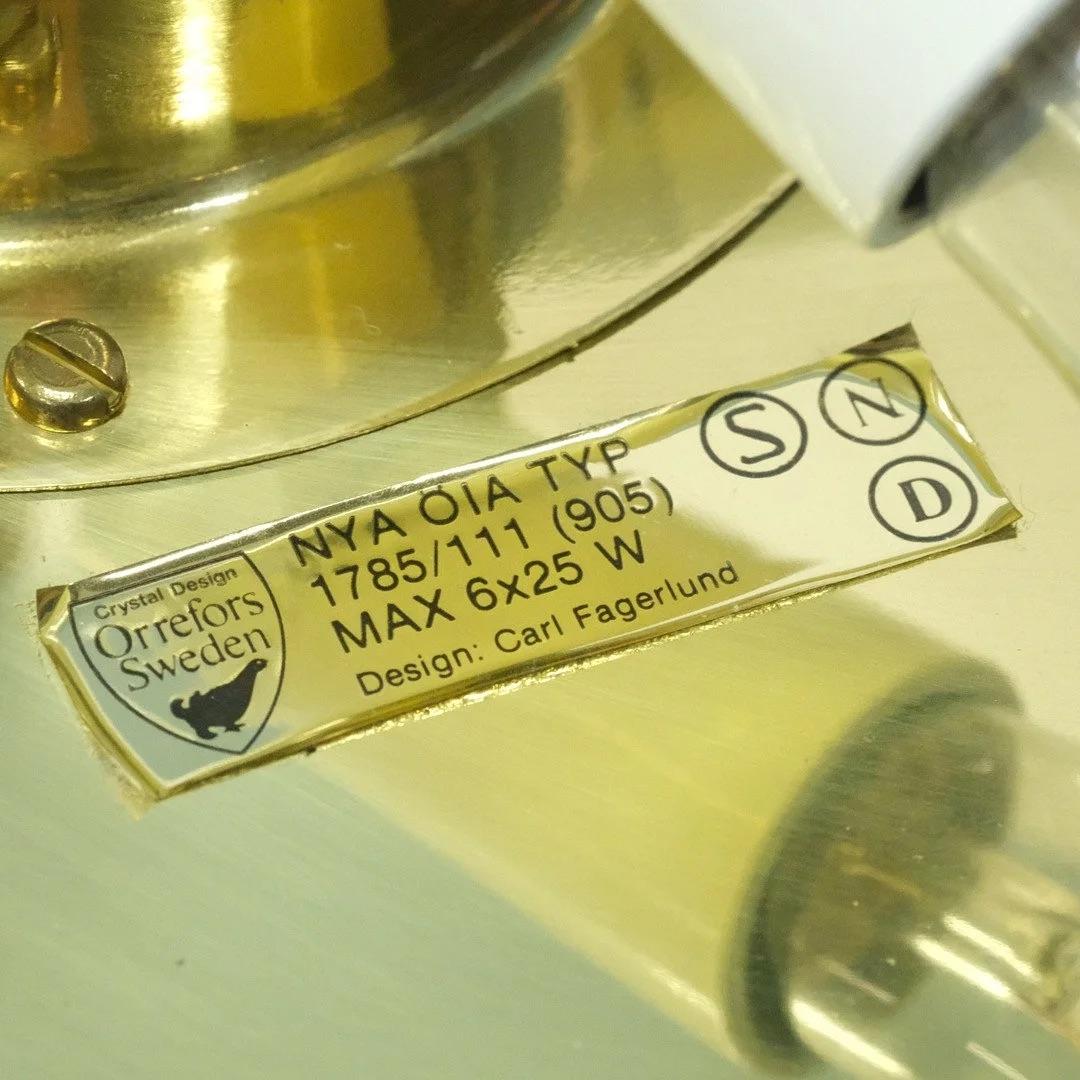 Brass A Glass Flush Mount by Carl Fagerlund for Orrefors For Sale