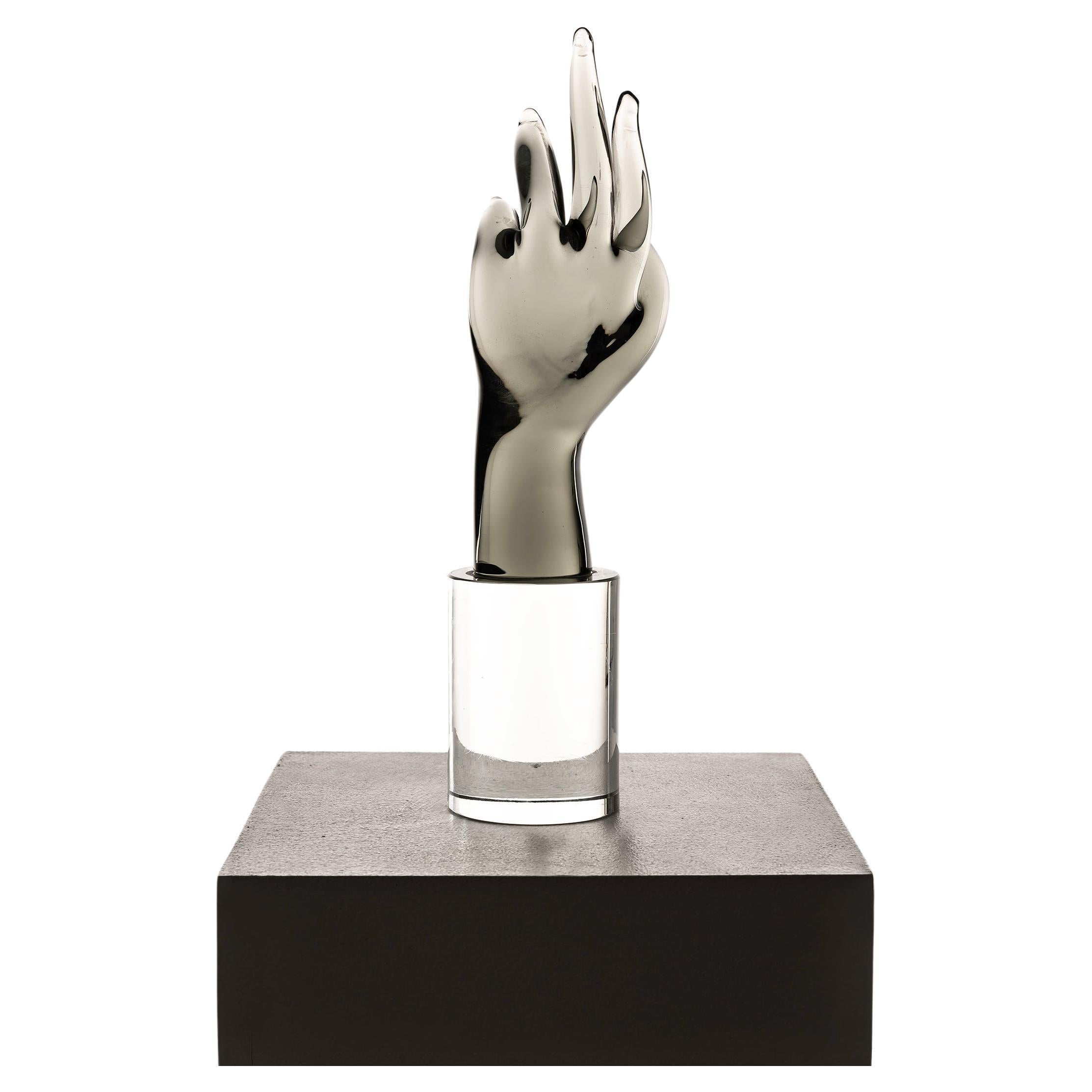 A glass hand sculpture by Livio Seguso, 1970s For Sale