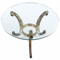 A Glass Top Bronze Pedestal Table, C. 1970.