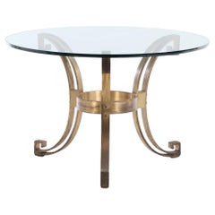 A Glass Top Bronze Pedestal Table, C. 1970.
