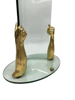 Glass with Bronze Standing Coat Rack