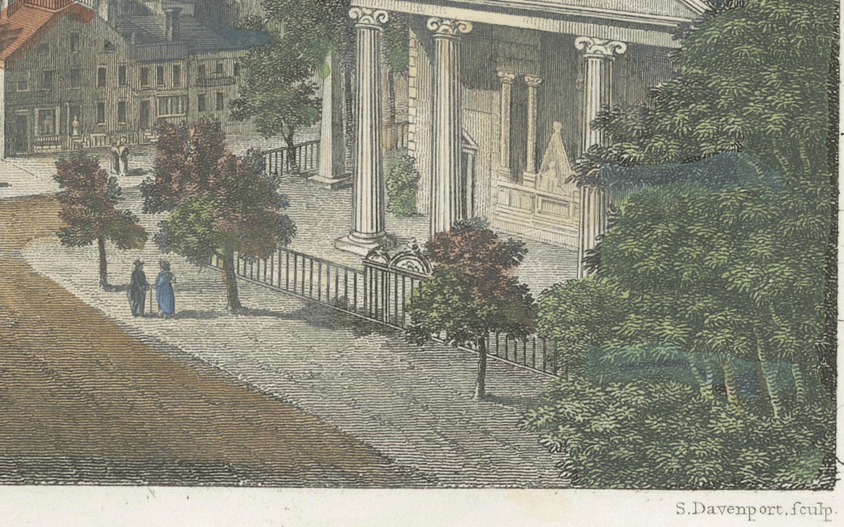 Ein Einblick in die Stadtlandschaft von New York aus dem frühen 19. Jahrhundert, ein Druck von 1842 im Zustand „Gut“ im Angebot in Langweer, NL