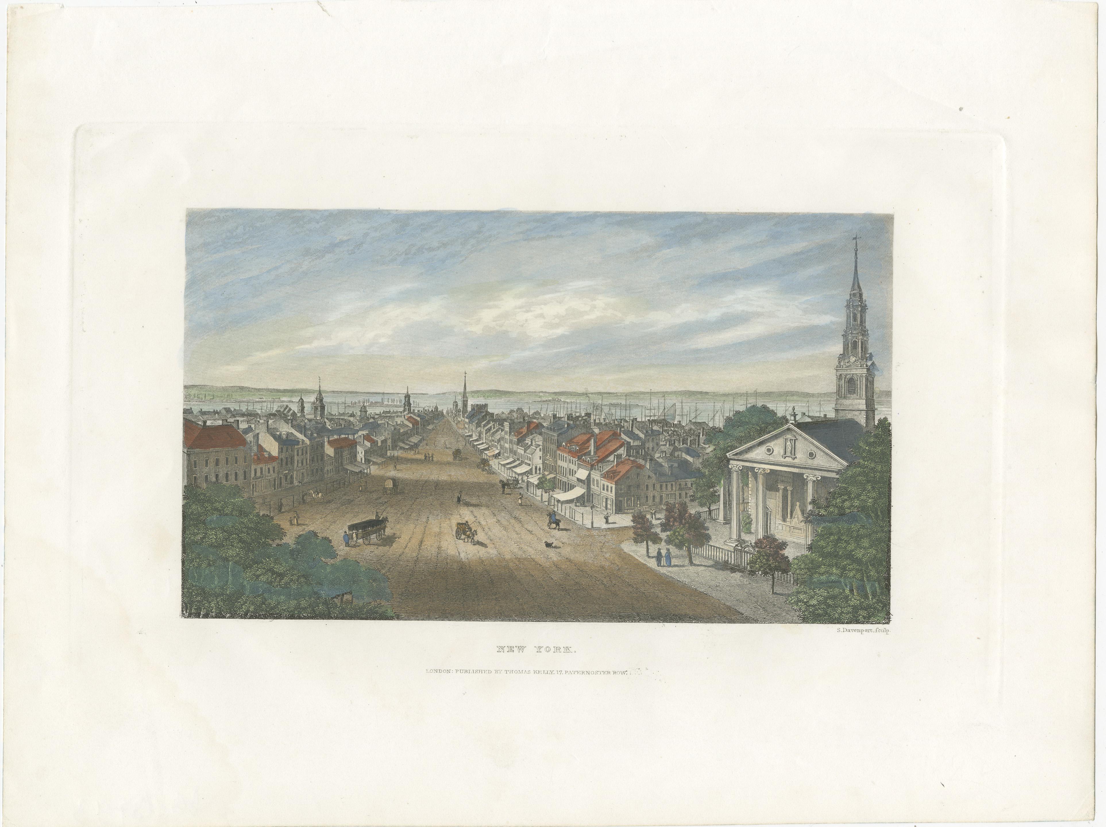 Ein Einblick in die Stadtlandschaft von New York aus dem frühen 19. Jahrhundert, ein Druck von 1842 im Angebot 2