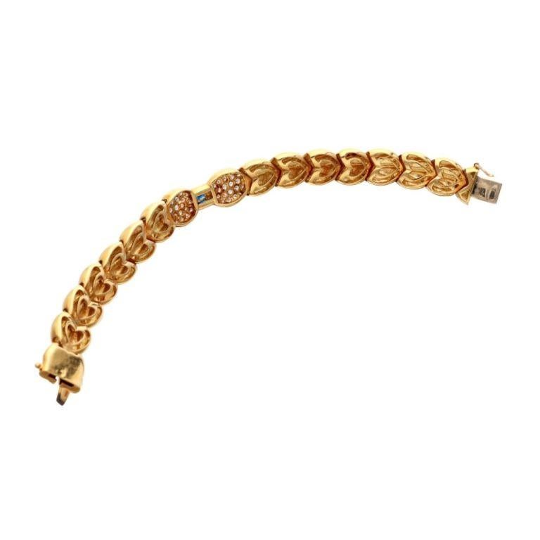 A Gold, Sapphire and Diamond Bracelet  In Excellent Condition For Sale In New York, US