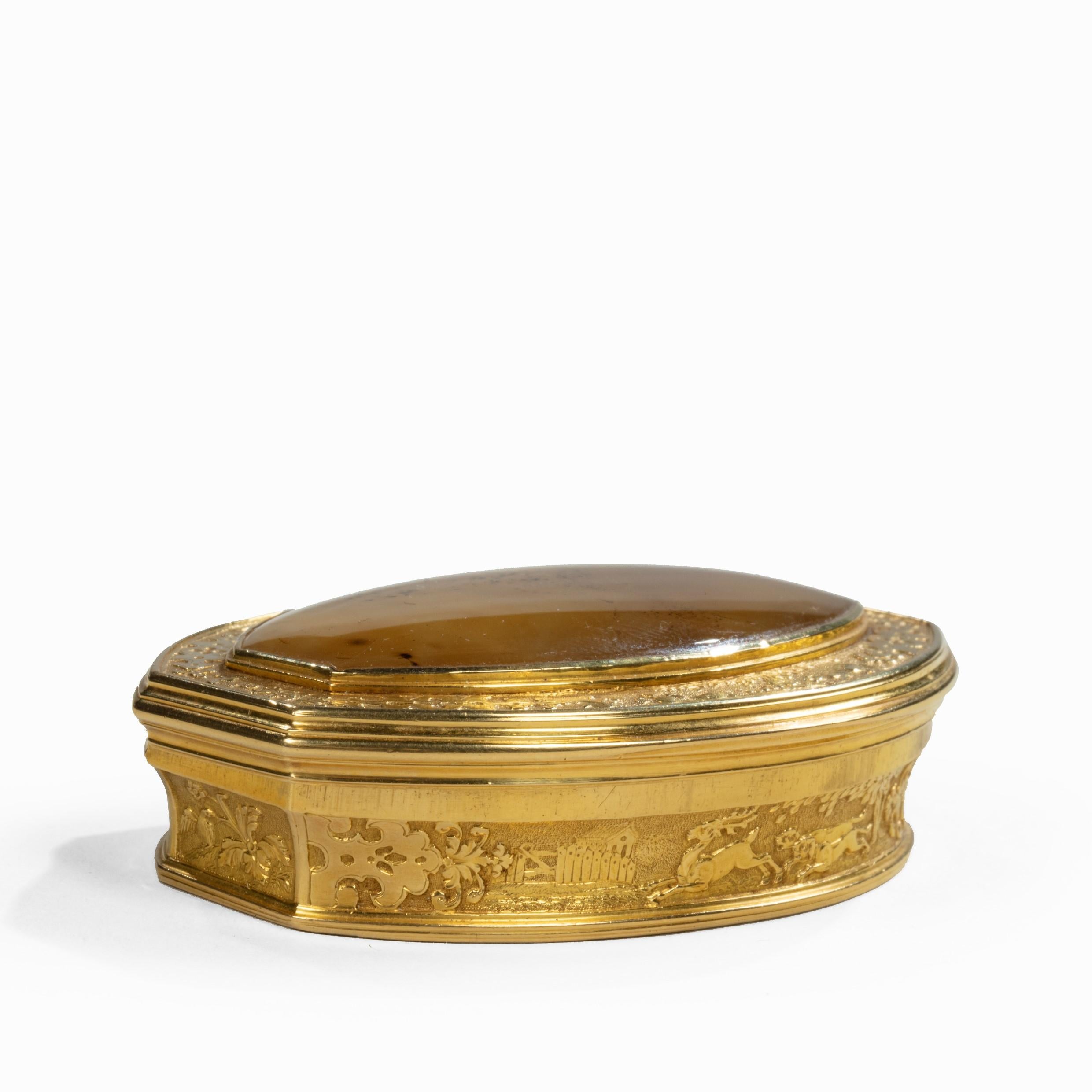 Late 17th Century Gold and Agate Snuff Box Belonging to Anne, First Duchess of Buccleuch For Sale