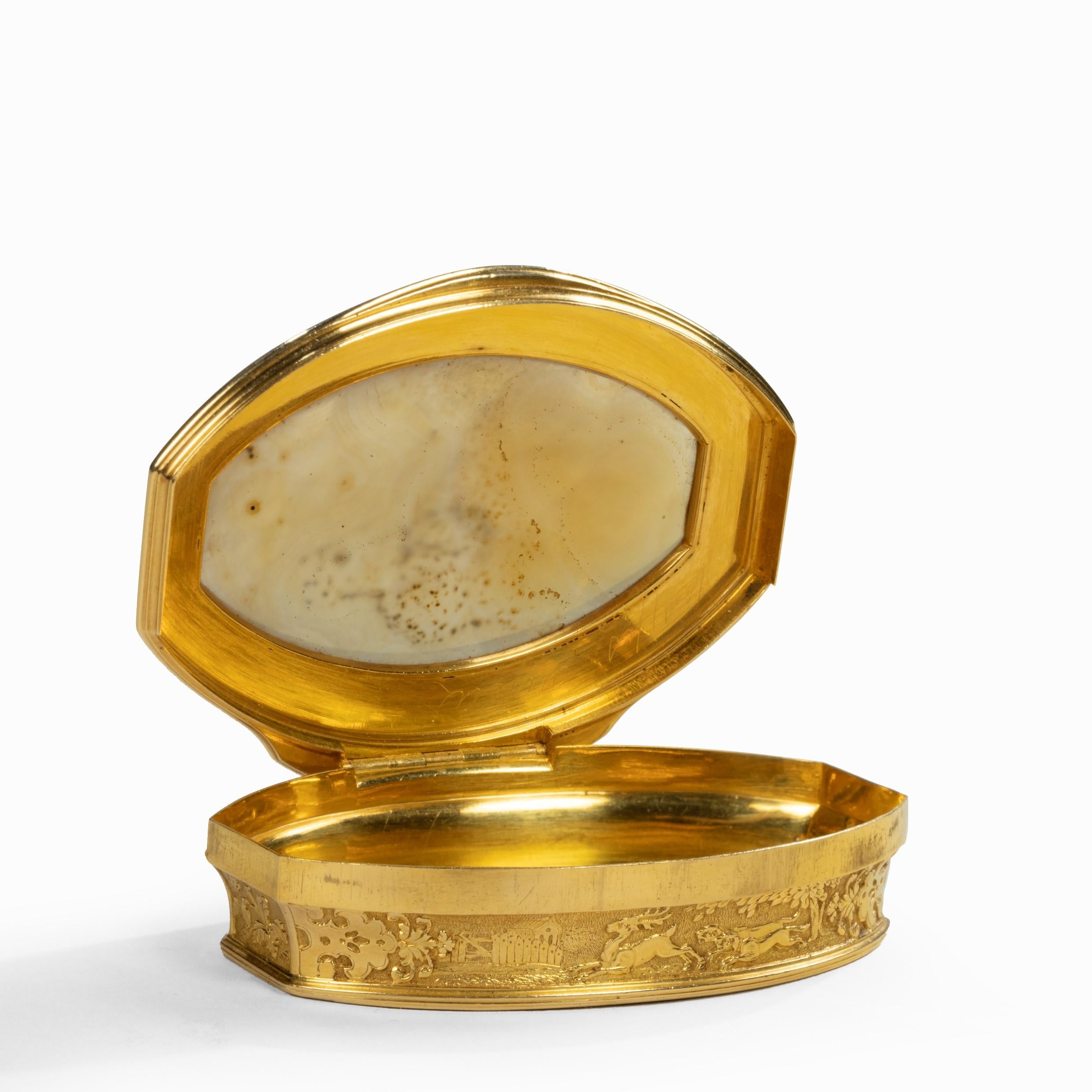 Schnupftabakdose aus Gold und Achat, die Anne, First Duchess of Buccleuch, zugeschrieben (Spätes 17. Jahrhundert) im Angebot