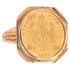 A Gold And Austrian Coin Ring