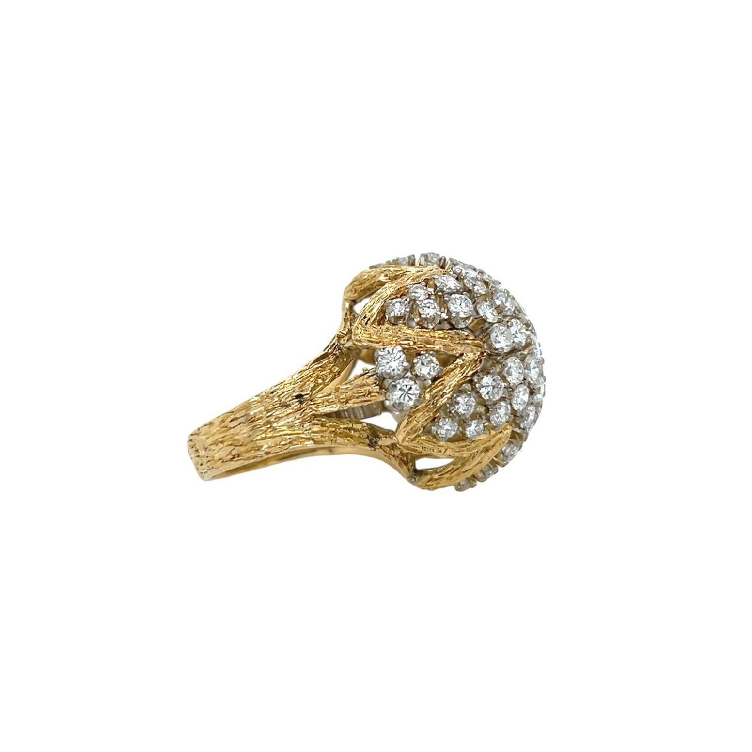 Round Cut A Gold and Diamond Bombe' Ring For Sale