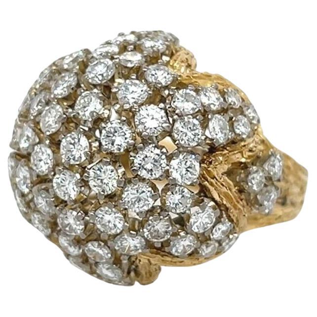 A Gold and Diamond Bombe' Ring For Sale