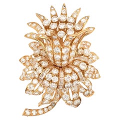 Gold and Diamond Flower Brooch