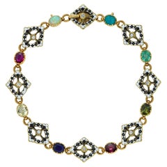 Vintage A Gold And Enamel Gemset Bracelet By Giuliano